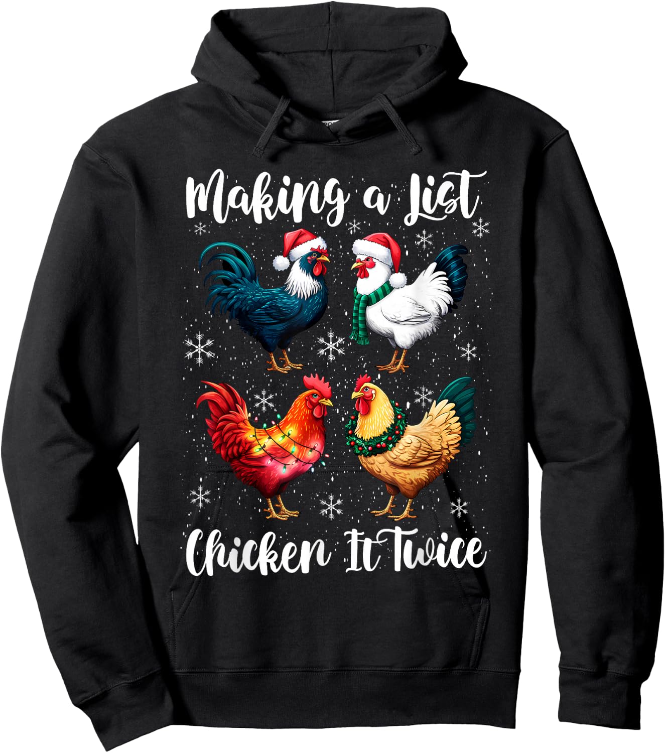 Christmas Chicken Lover Xmas Santa Hat Funny Farm Hoodie - Hoodie | Black
