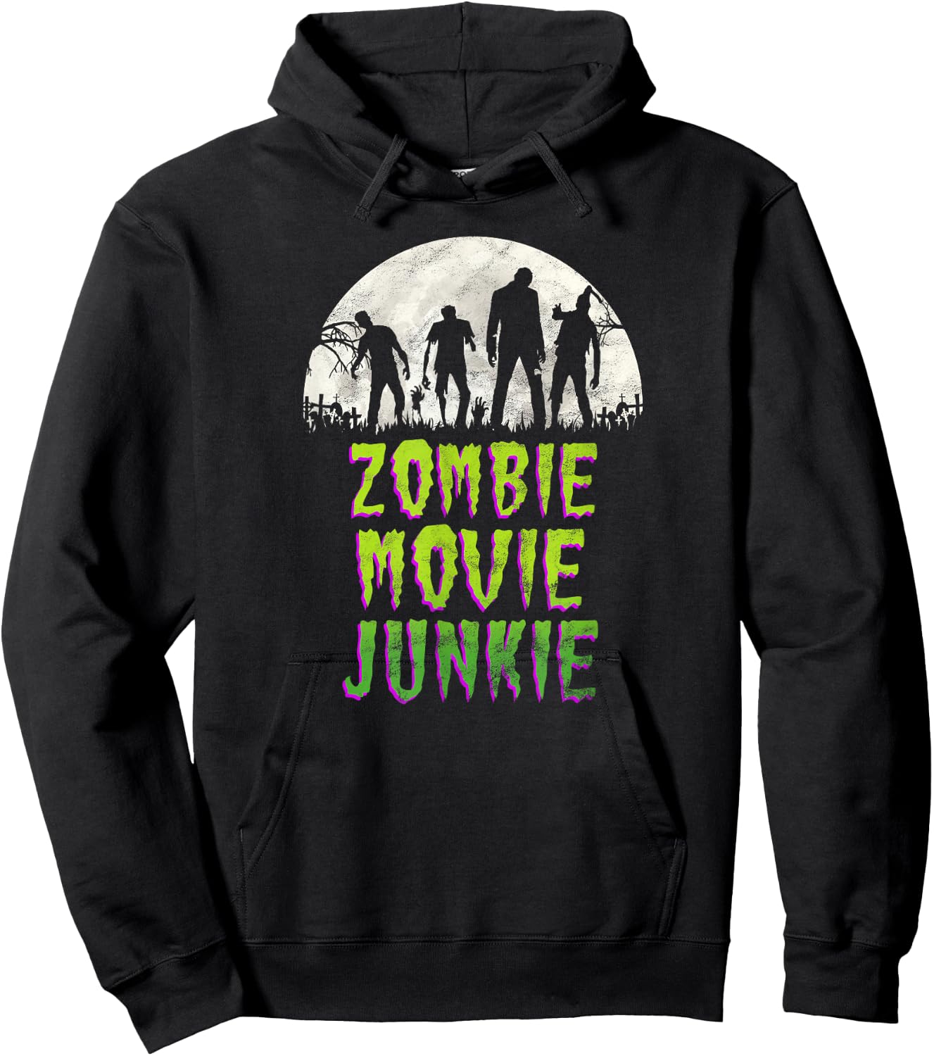 Vintage Horror Zombie Movie Junkie Retro 80s Films Hoodie - Hoodie | Black