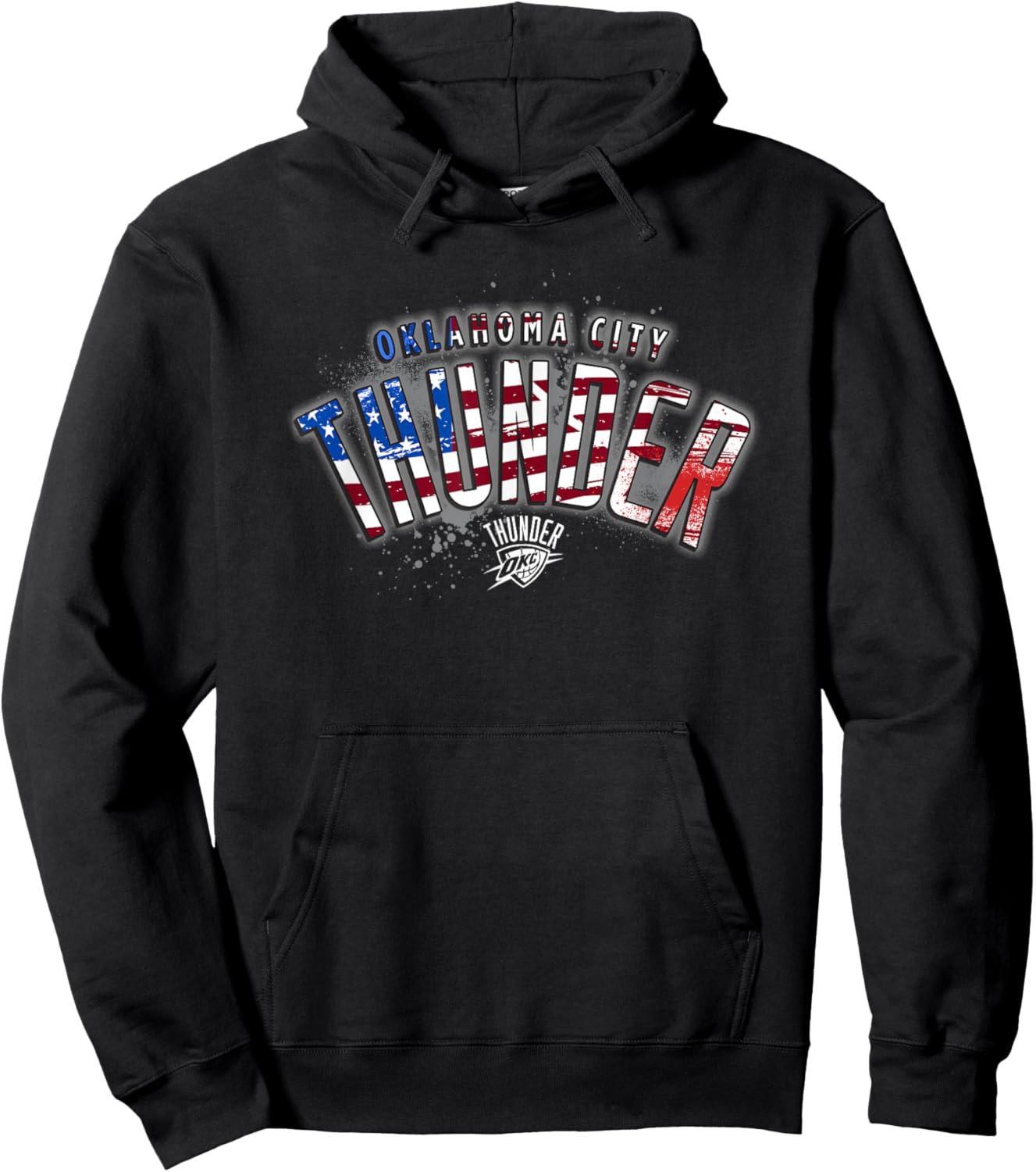 NBA Oklahoma City Thunder American Flag Distressed Paint Hoodie - Hoodie | Black