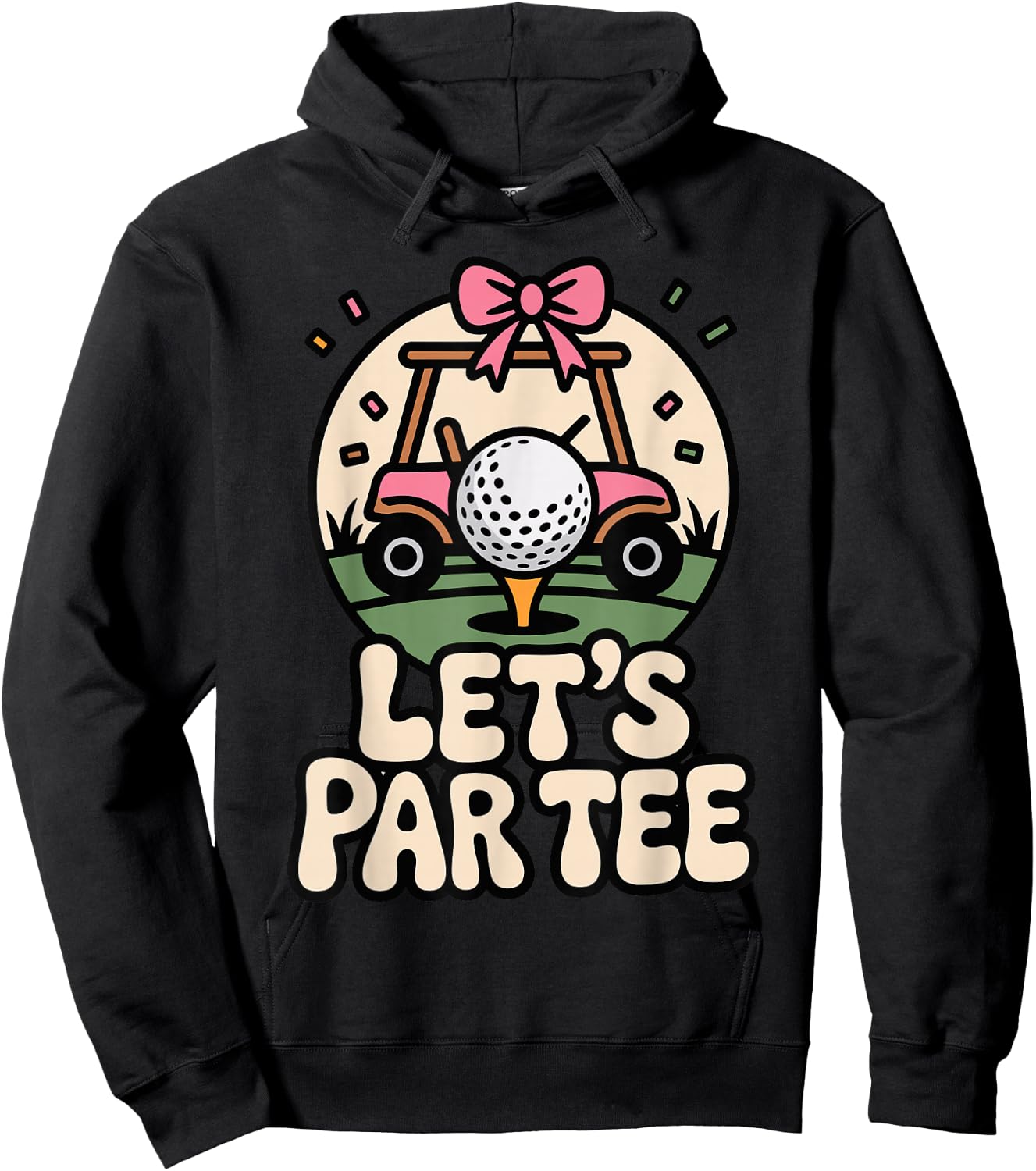 Let's Par Funny Golf Pun Retro Golf Cart Bachelorette Hoodie - Hoodie | Black