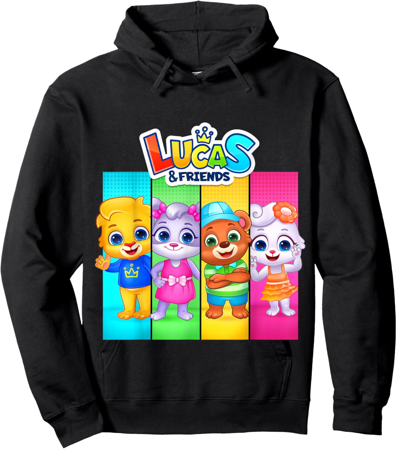 RV AppStudios Lucas and Friends Group Shot Panels Hoodie - Hoodie | Black