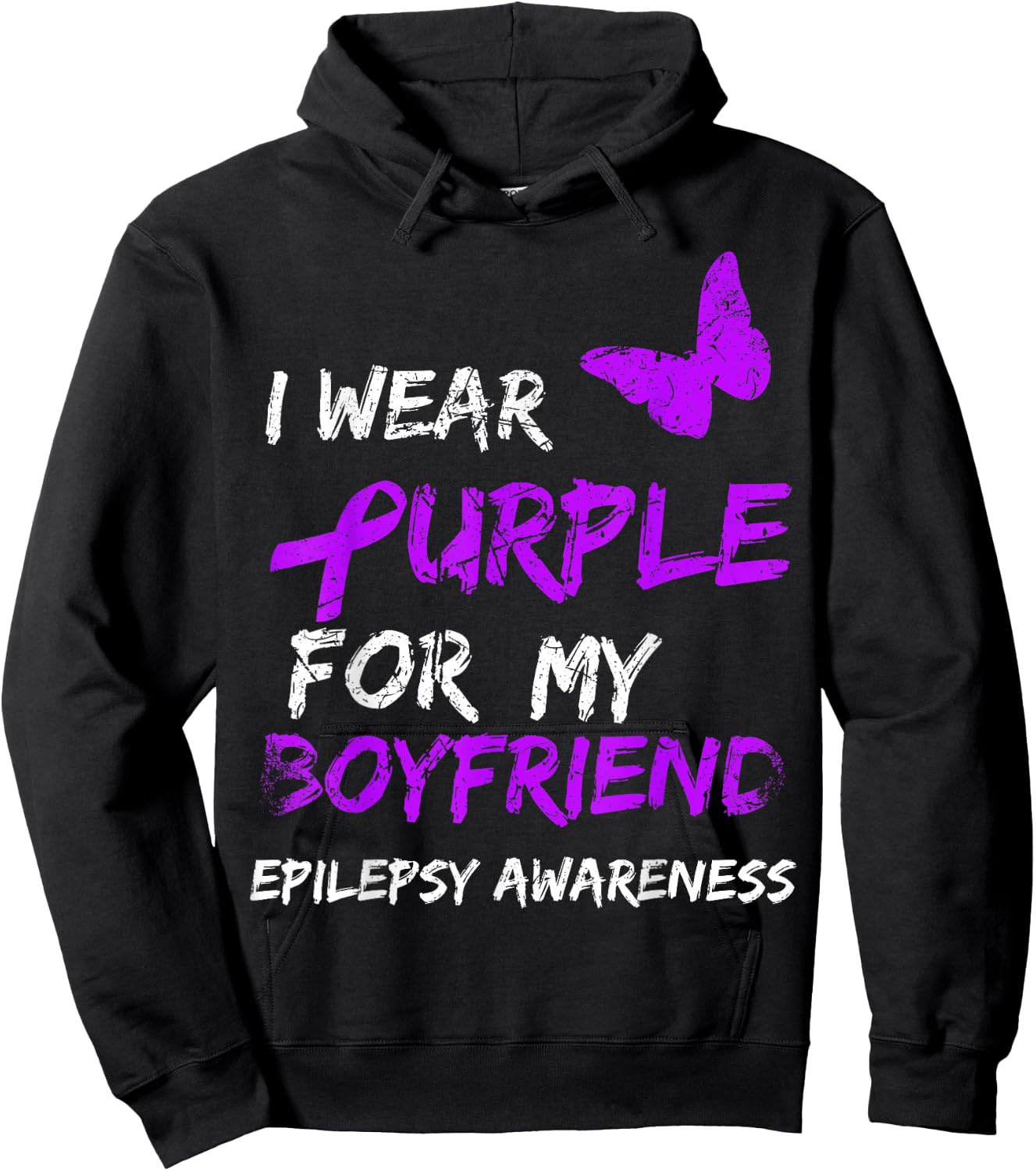 Epilepsy I Wear Purple For My Boyfriend Ribbon Hoodie - Hoodie | Black