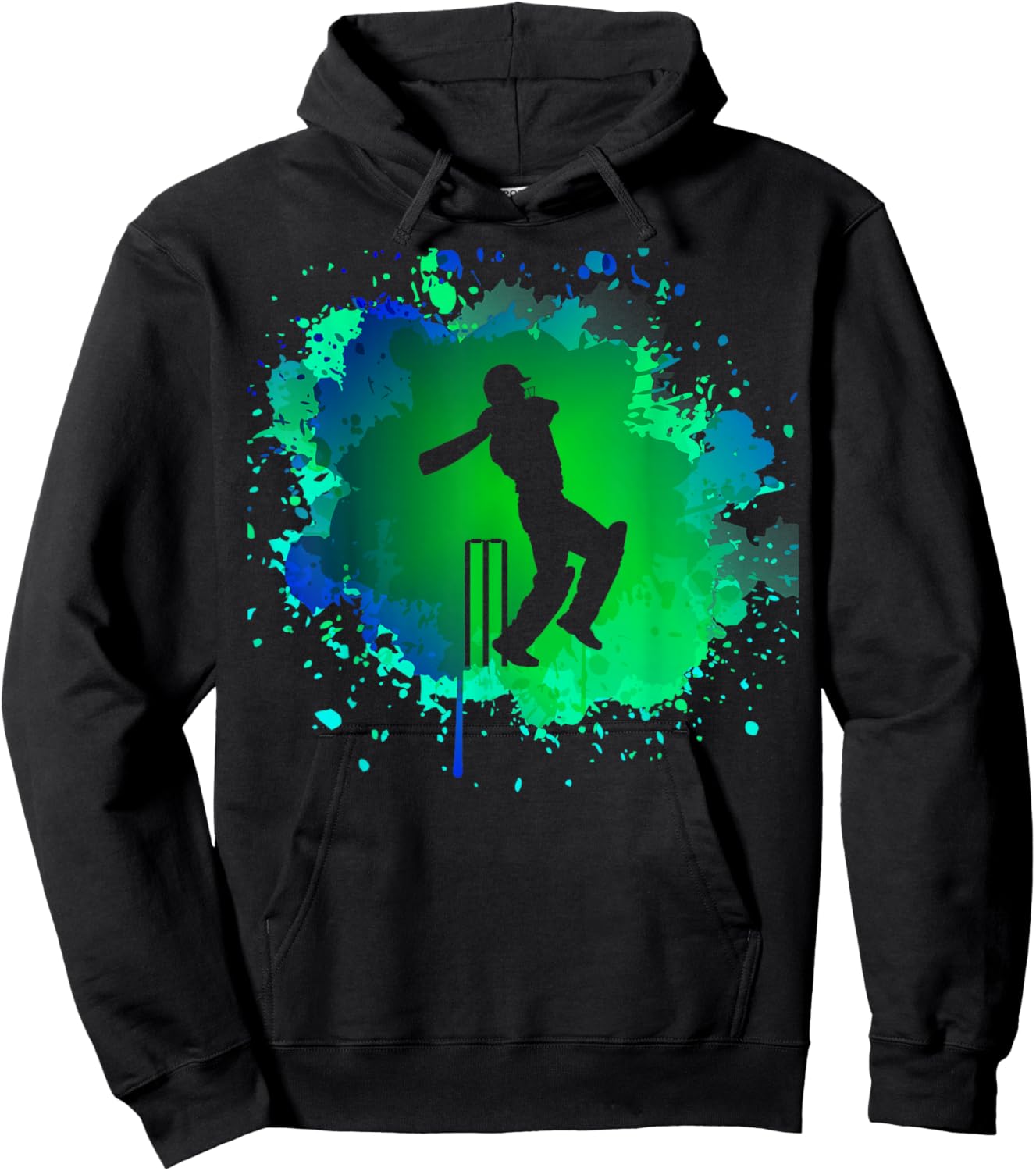 Cricket Batsman Design for Cricketer | Boys Cricket Hoodie - Hoodie | Black