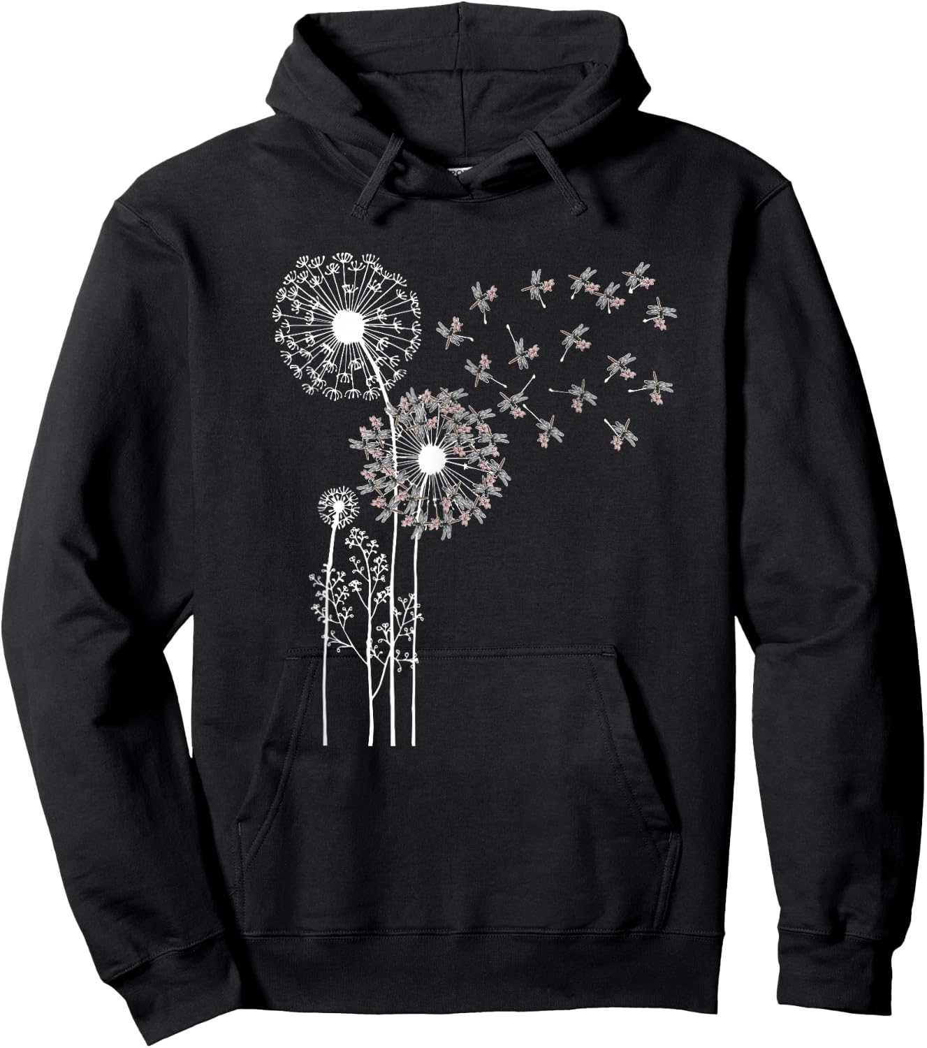 Forest Animal Insect Dandelion Dragonfly Hoodie - Hoodie | Black