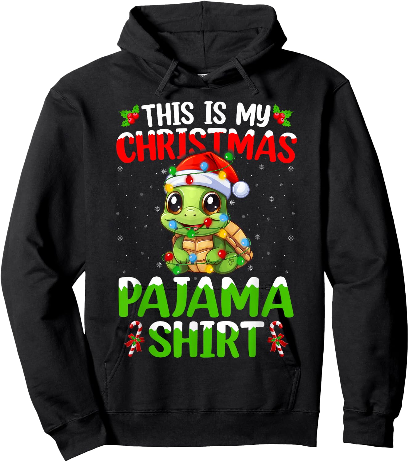 This Is My Turtle Christmas Pajama Lights Turtle Xmas Hoodie - Hoodie | Black