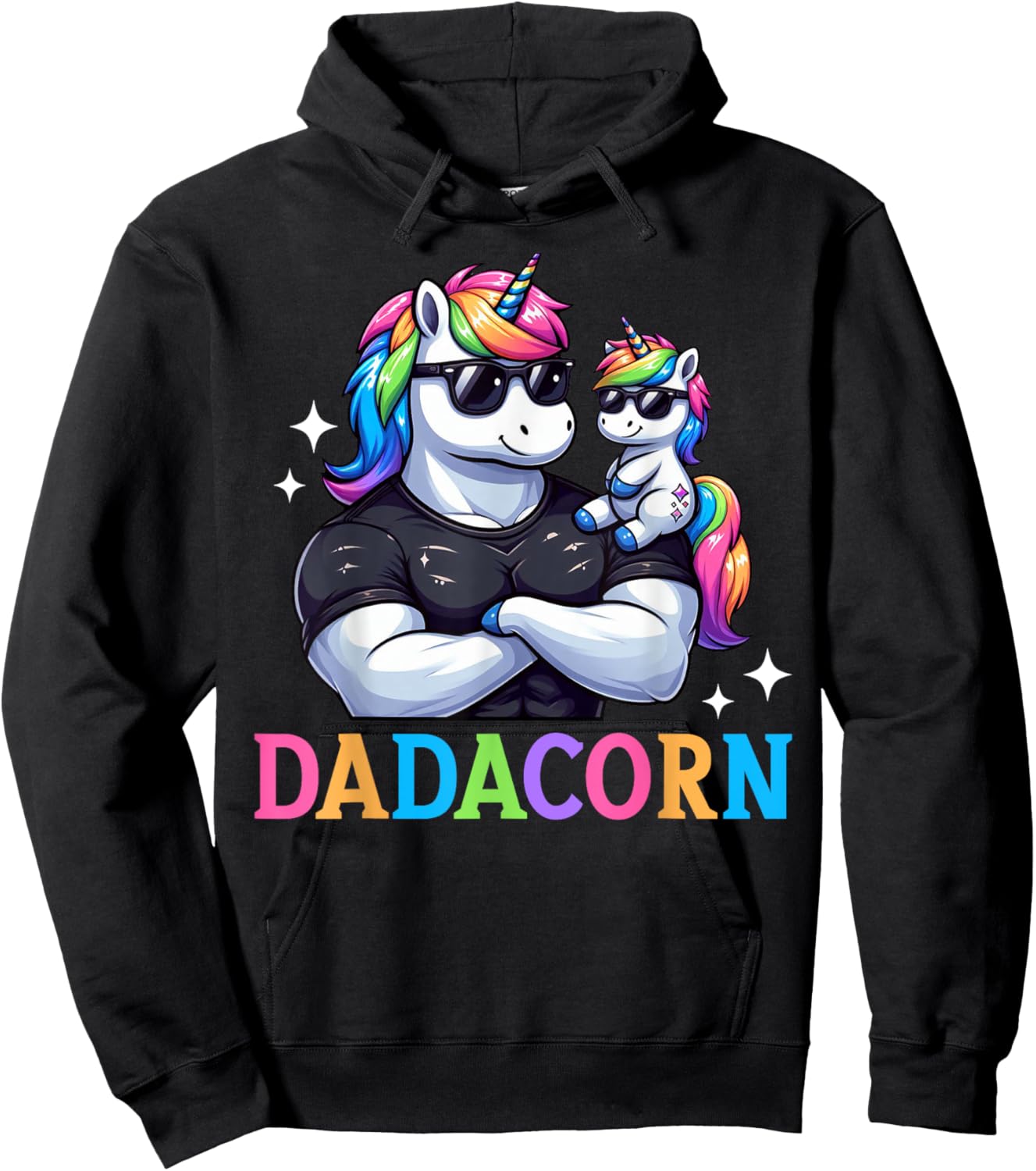 Dadacorn Unicorn Dad Papa Father's Day Daughter Hoodie - Hoodie | Black