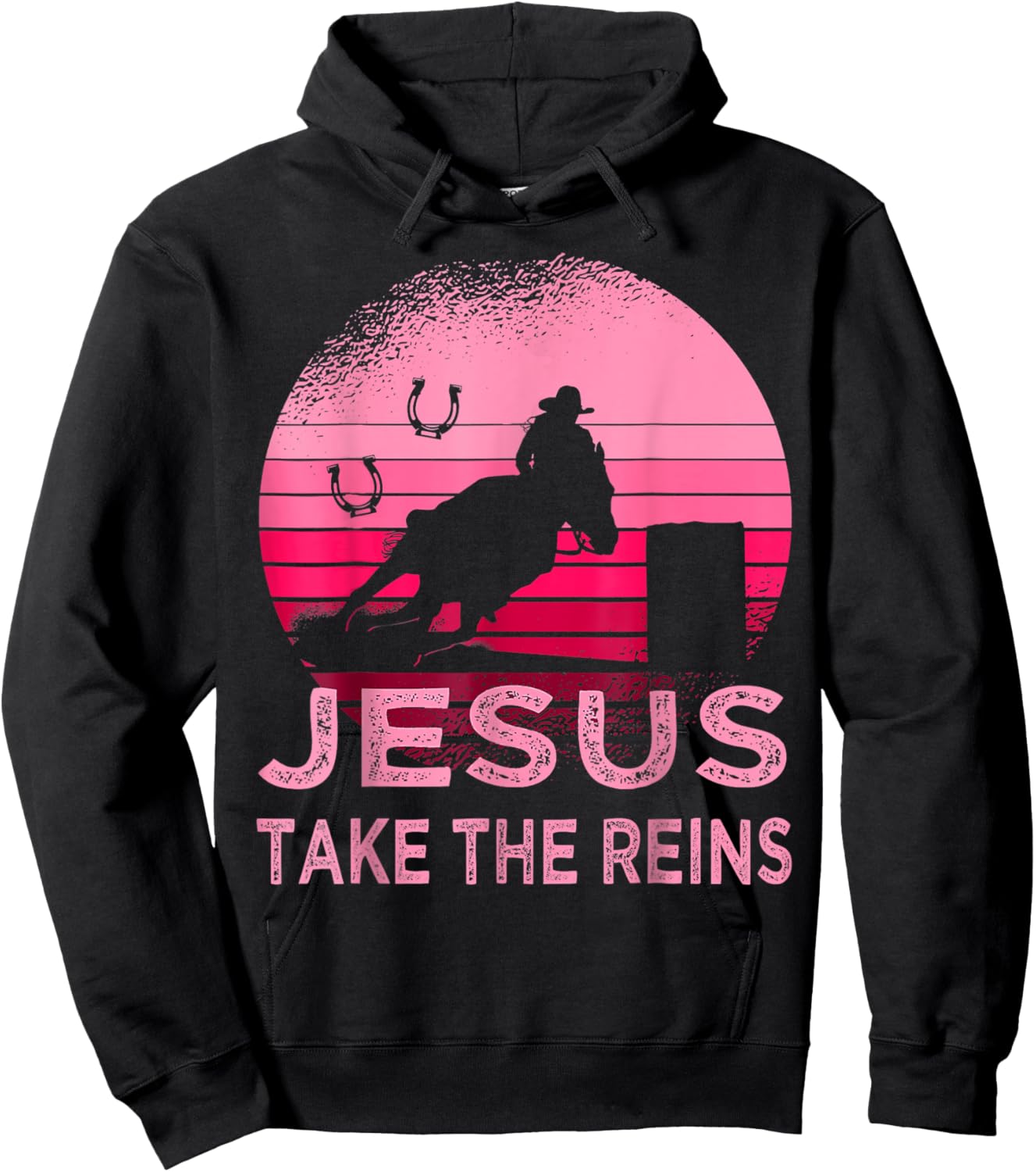 Jesus Take Reins Horse Western Retro Rodeo Cowgirl Mother Hoodie - Hoodie | Black