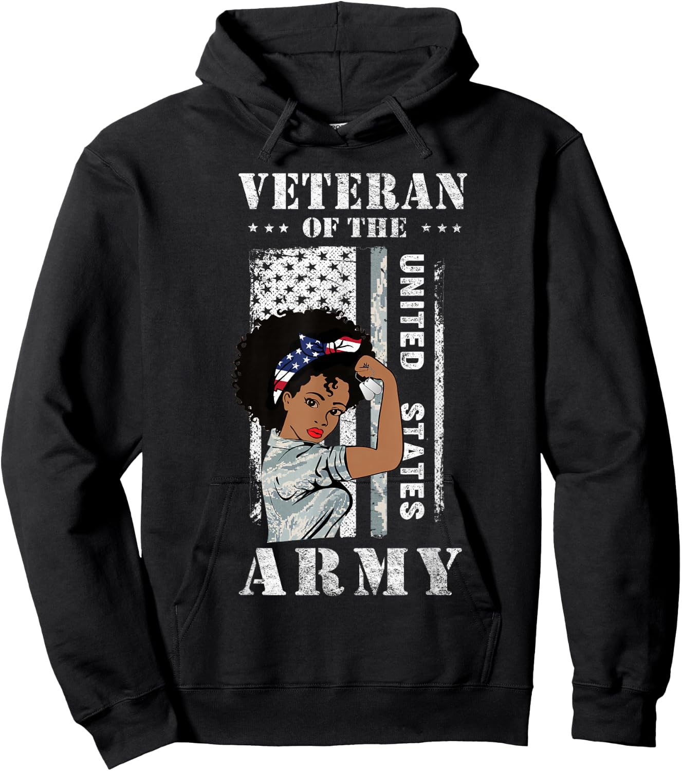 Veteran of The US Army, Proud Black Women Army Veteran Hoodie - Hoodie | Black