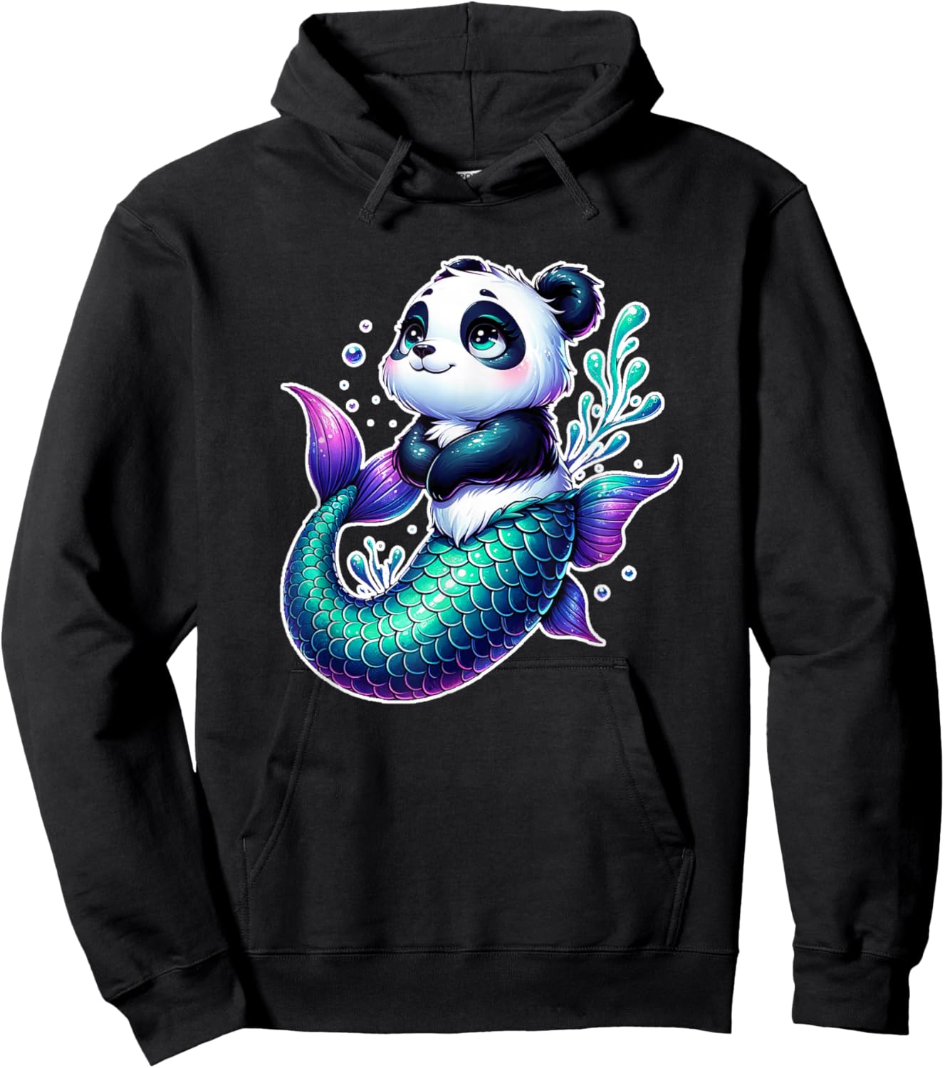 Mermaid Panda For Girl Who Love Panda Bear Mermaids Magical Hoodie - Hoodie | Black