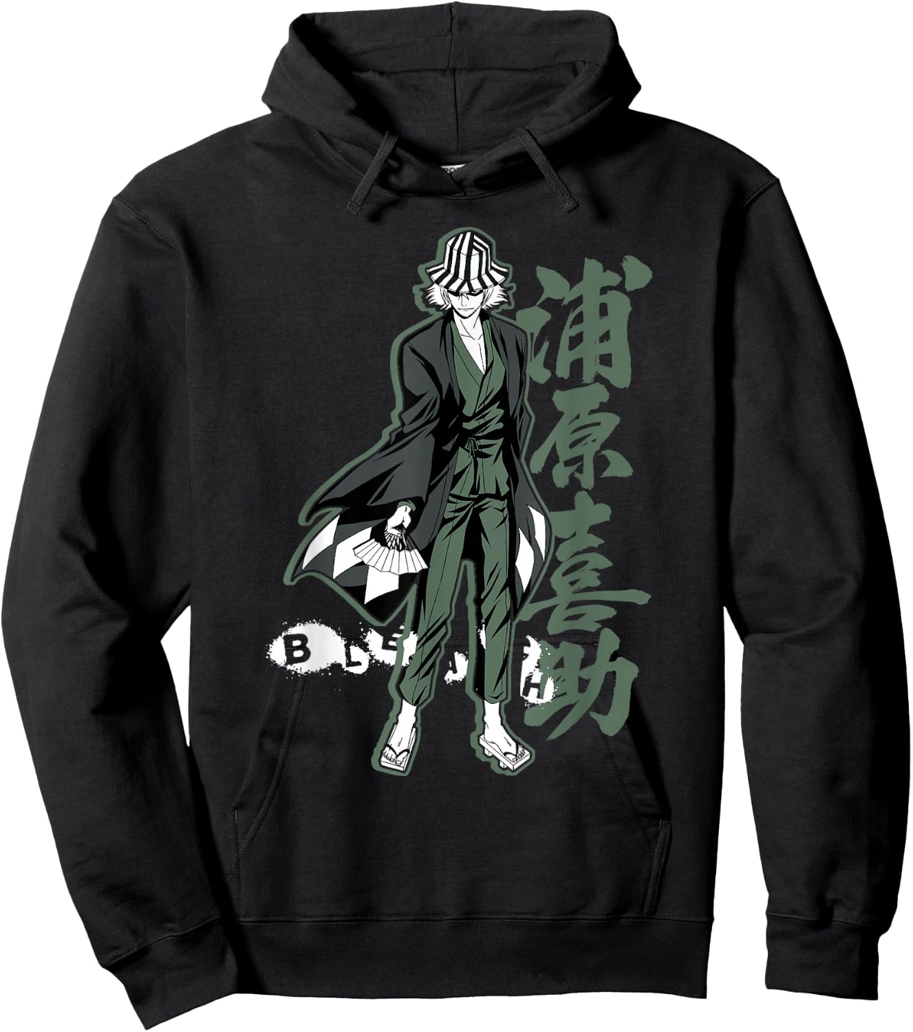 Bleach Kisuke with Vertical Kanji Anime Hoodie - Hoodie | Black