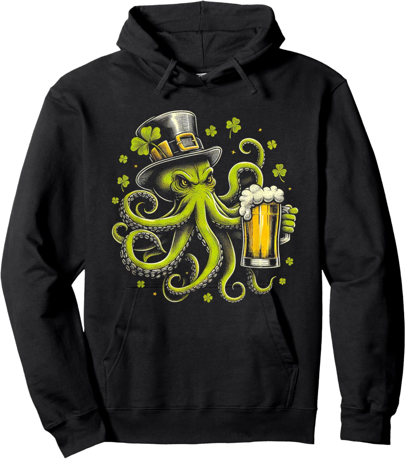 Irish Octopus With Beer St. Patrick's Day Ireland Hoodie - Hoodie | Black