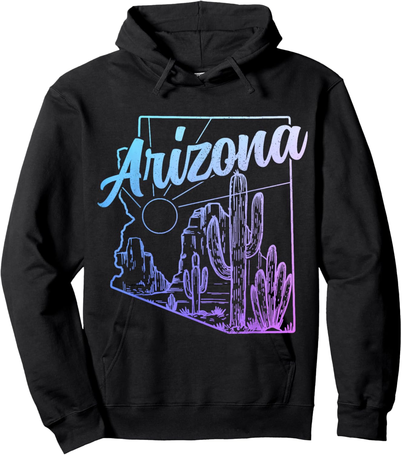 Arizona AZ Pride Cactus Desert State Map Hoodie - Hoodie | Black