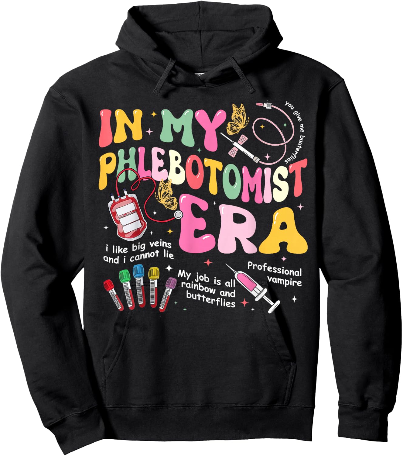 Groovy In My Phlebotomist Era Phlebotomy Tech Phleb Nurse Hoodie - Hoodie | Black