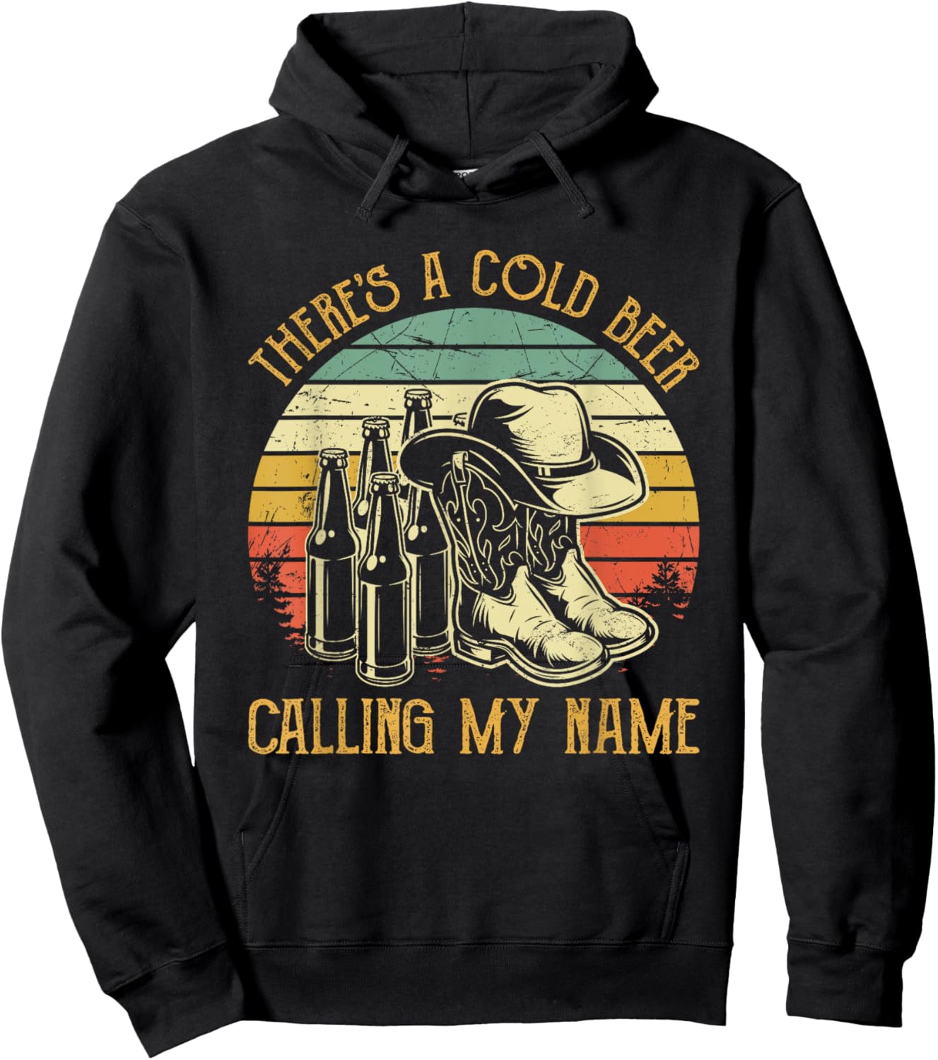 There's A Cold Beer Calling My Name Country Music Hoodie - Hoodie | Black