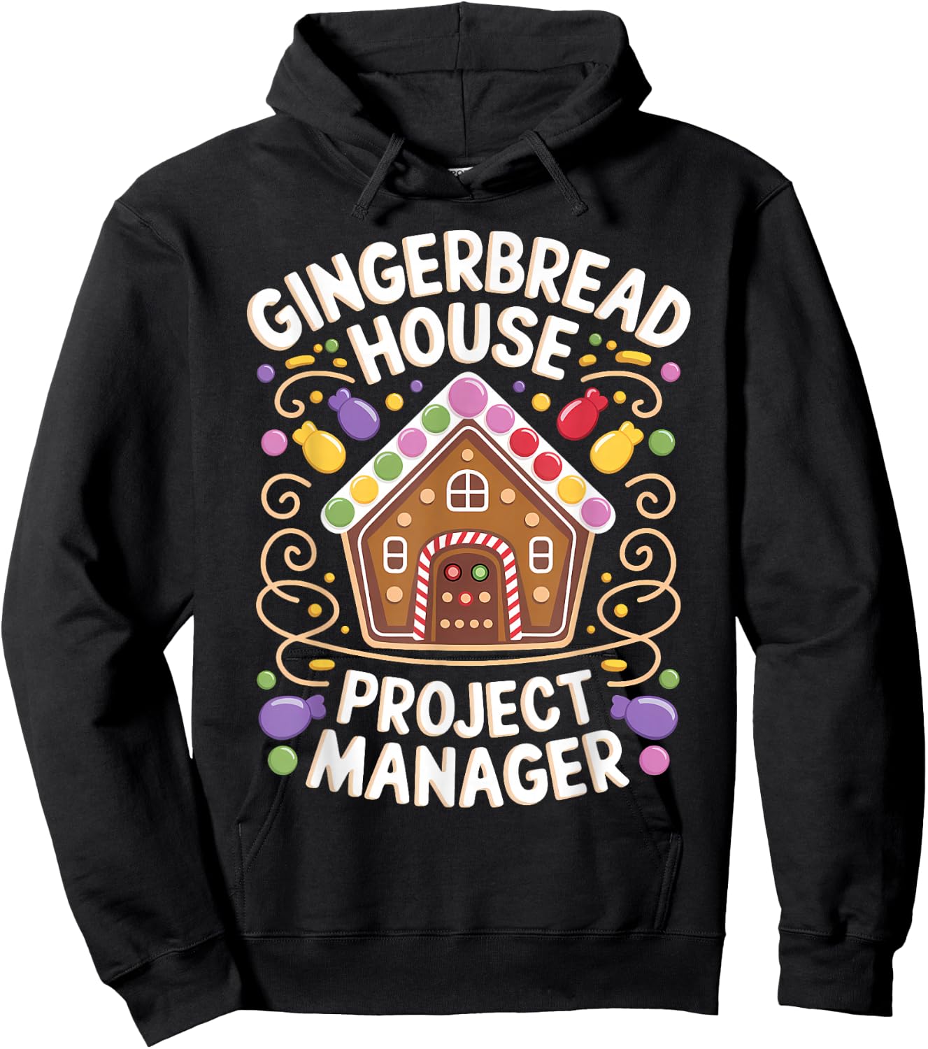Gingerbread House Project manager Decorating Baking Xmas Hoodie - Hoodie | Black