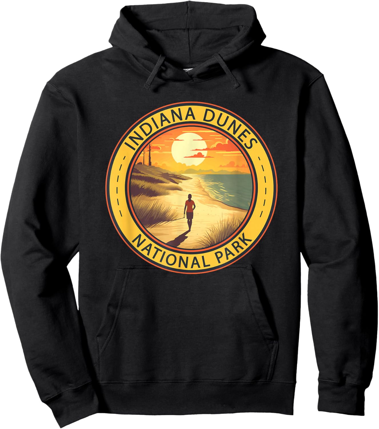 Indiana Dunes National Park Illustration Travel Art Hoodie - Hoodie | Black