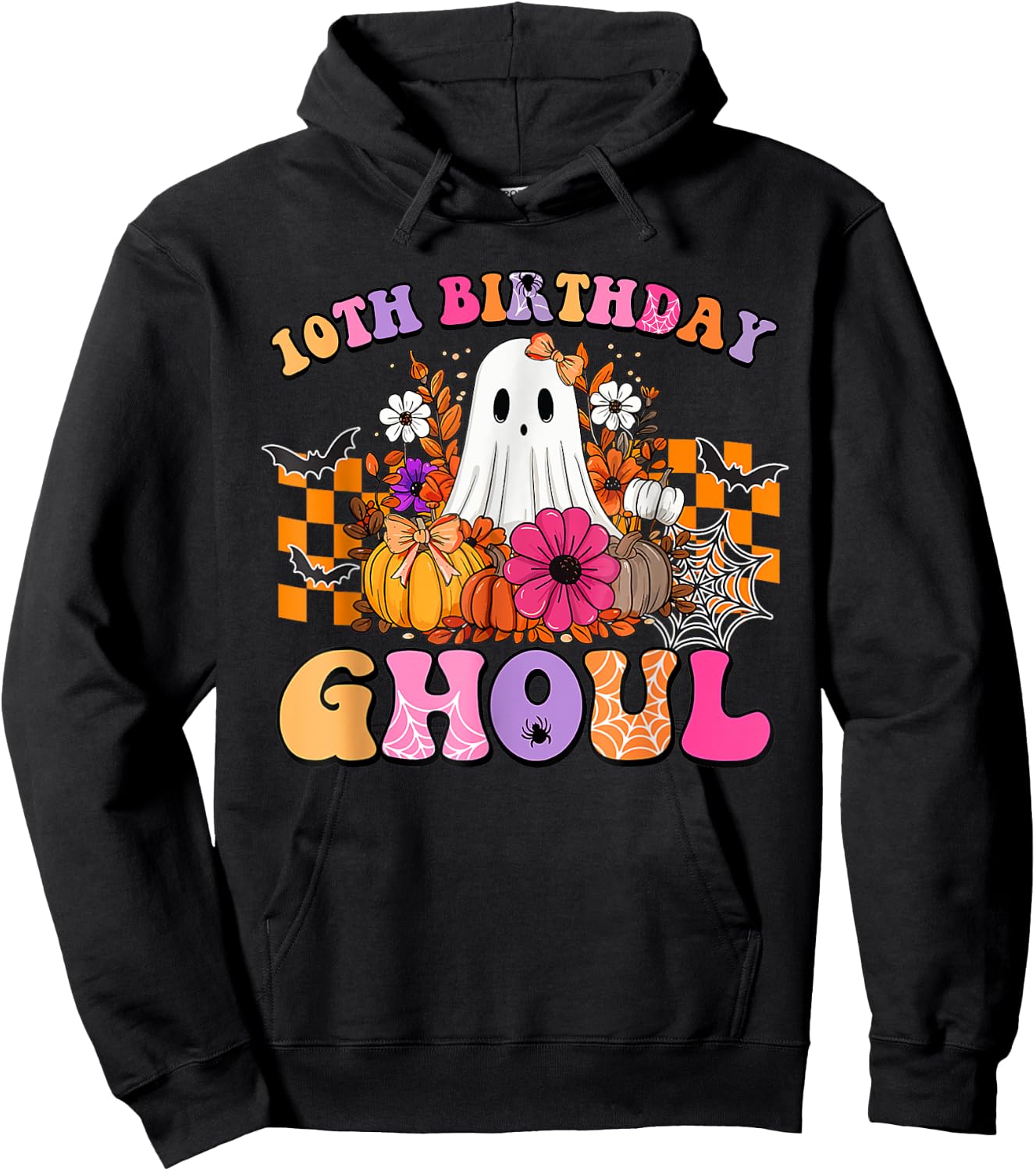Halloween Ghoul 10 Year Old 10th Birthday Spooky Ghost Hoodie - Hoodie | Black