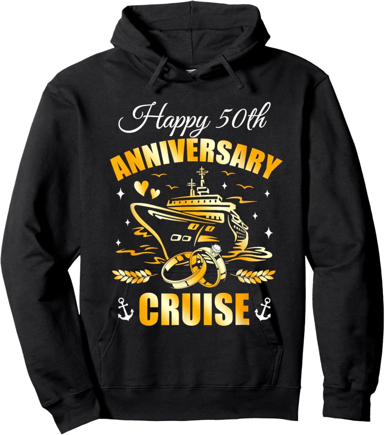 Happy 50Th Anniversary Cruise Wedding Matching Husband Wife Hoodie - Hoodie | Black