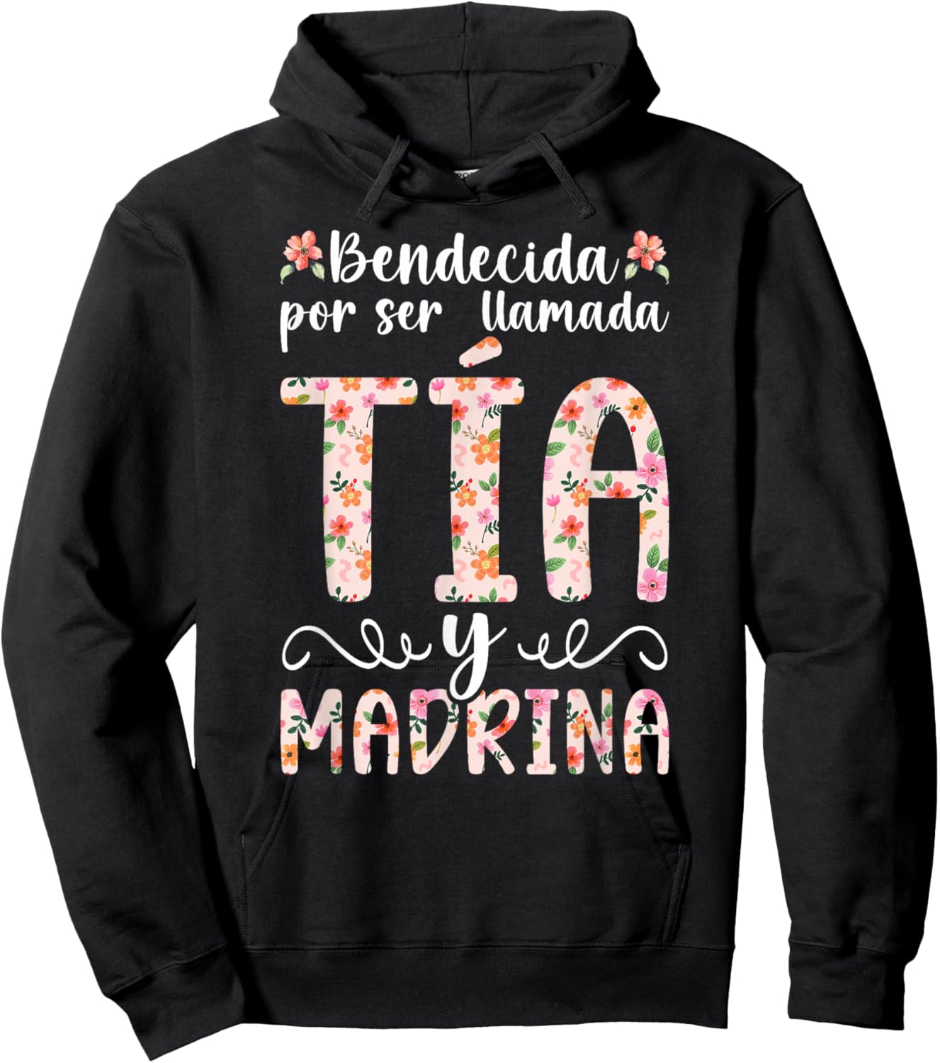 Bendecida Tia Madrina Spanish Godmother Proposal Hoodie - Hoodie | Black