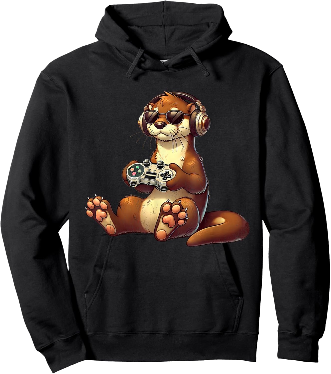 Retro Gamer Funny Video Games Otter Funny Retro Otter Gaming Hoodie - Hoodie | Black
