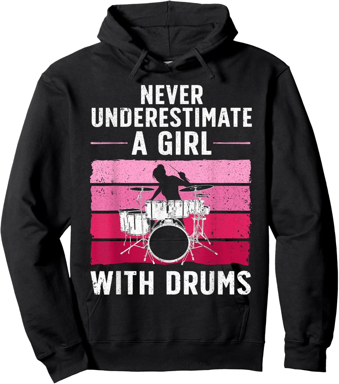Funny Drummer Art For Girls Women Drumming Drum Set Drummer Hoodie - Hoodie | Black