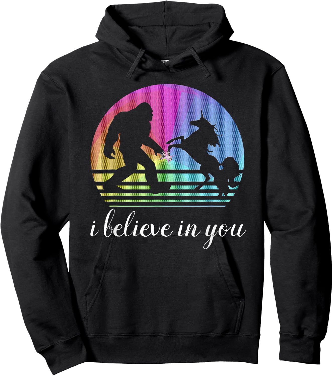 Bigfoot Unicorn Funny Couple Design "I Believe in You" quote Hoodie - Hoodie | Black