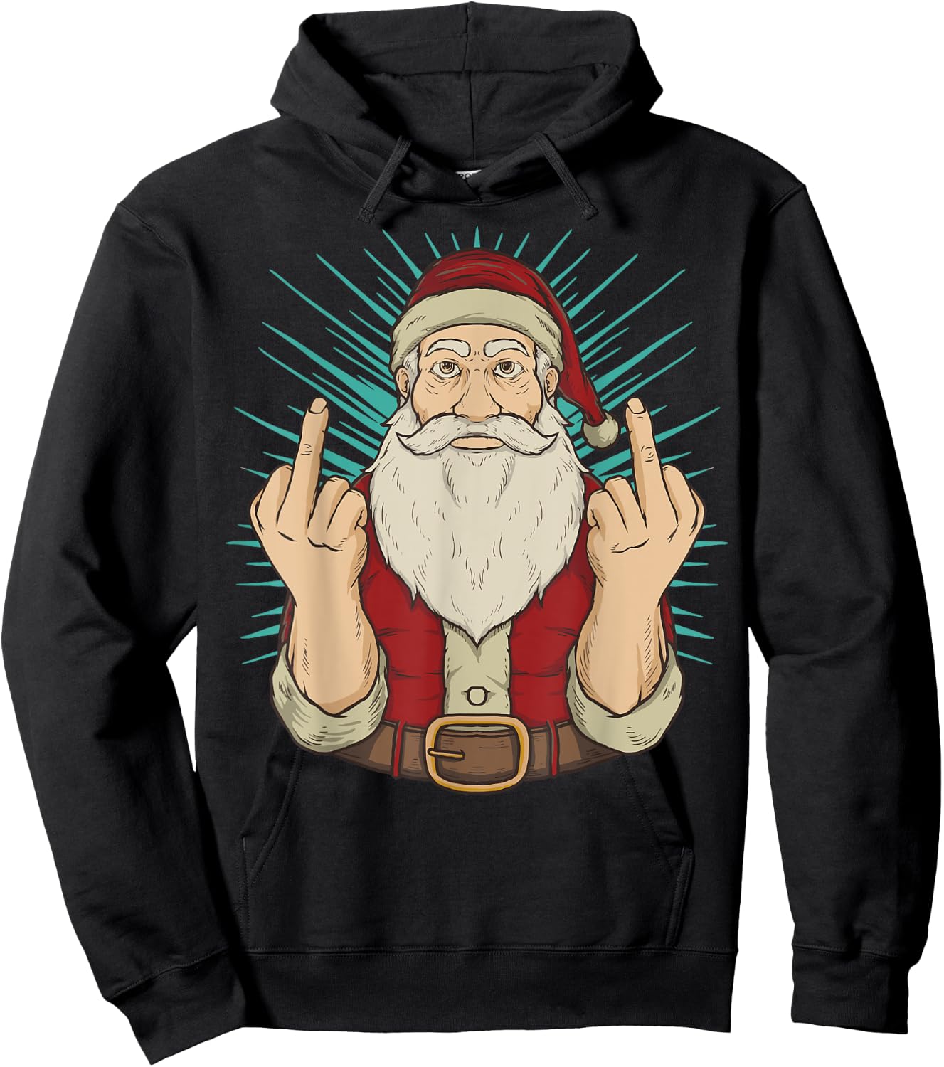 Flip Off Santa Claus Naughty Middle Finger Christmas X-Mas Hoodie - Hoodie | Black