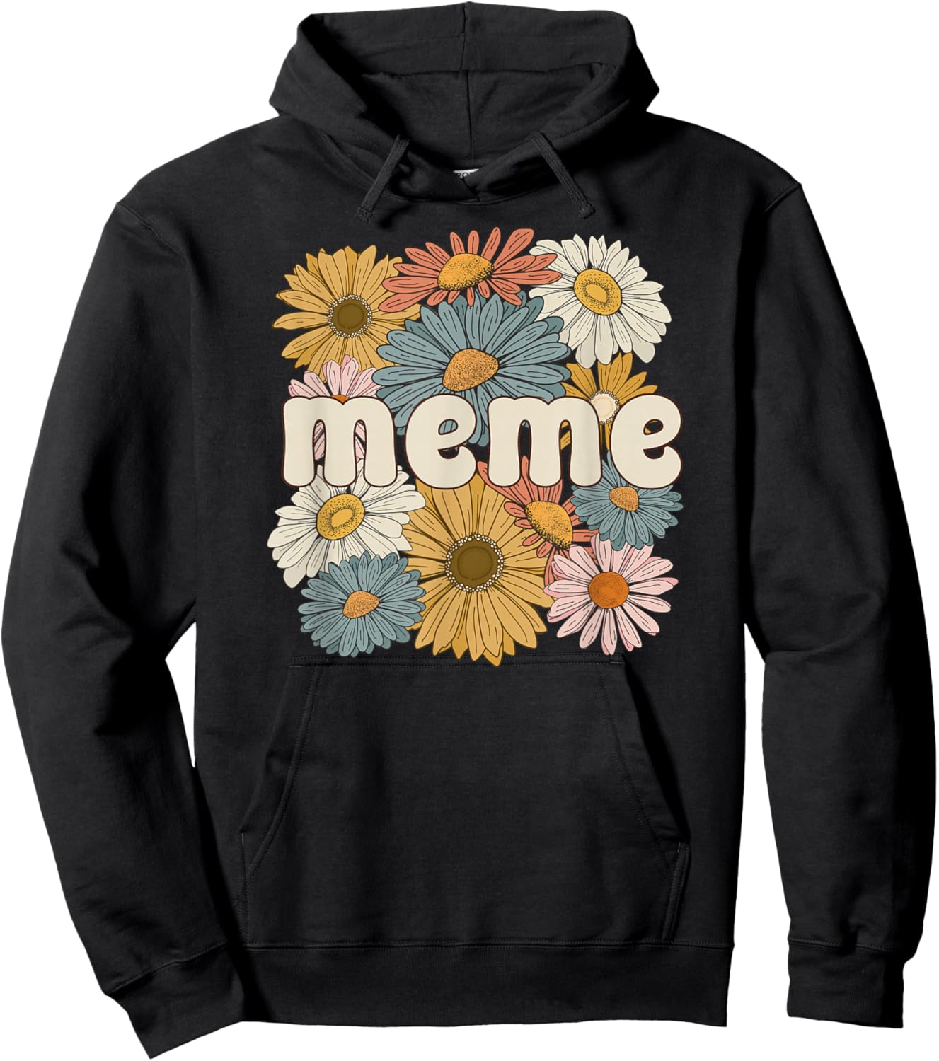Groovy Meme Grandmother Flowers Meme Grandma Hoodie - Hoodie | Black