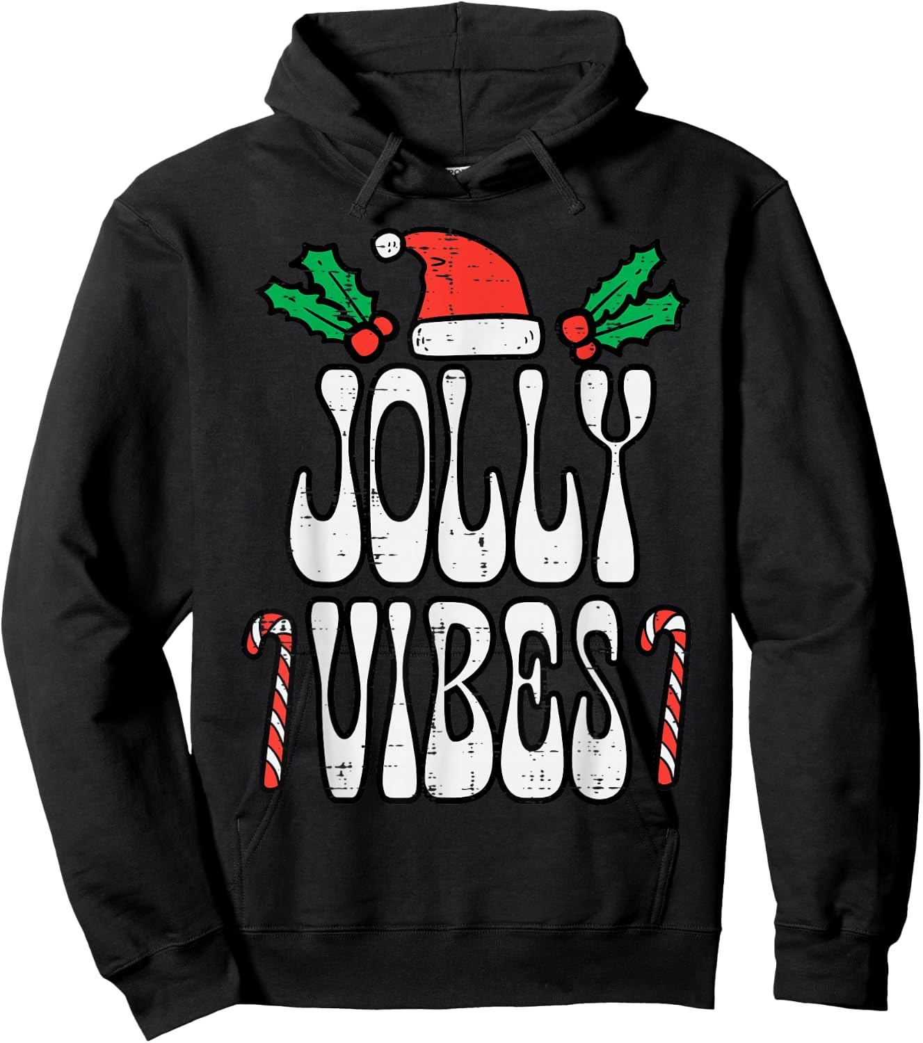 Christmas Jolly Vibes Retro Groovy Xmas Men Women Kids Hoodie - Hoodie | Black