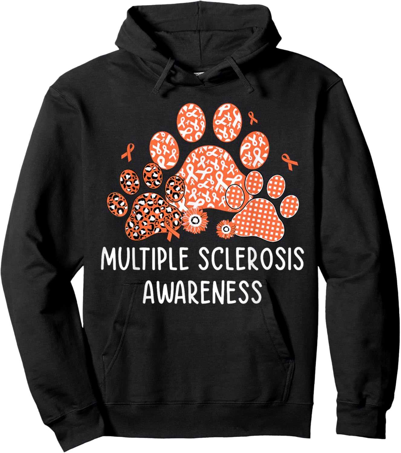 Dog Cat Paw Multiple Sclerosis Awareness Men Women Kids Hoodie - Hoodie | Black