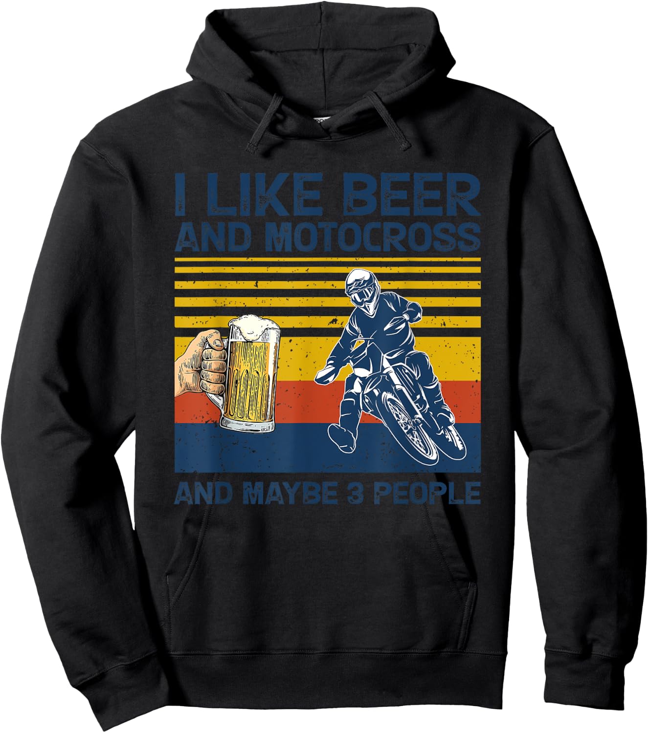 I Like Beer And Motocross And Maybe 3 People Vintage Hoodie - Hoodie | Black