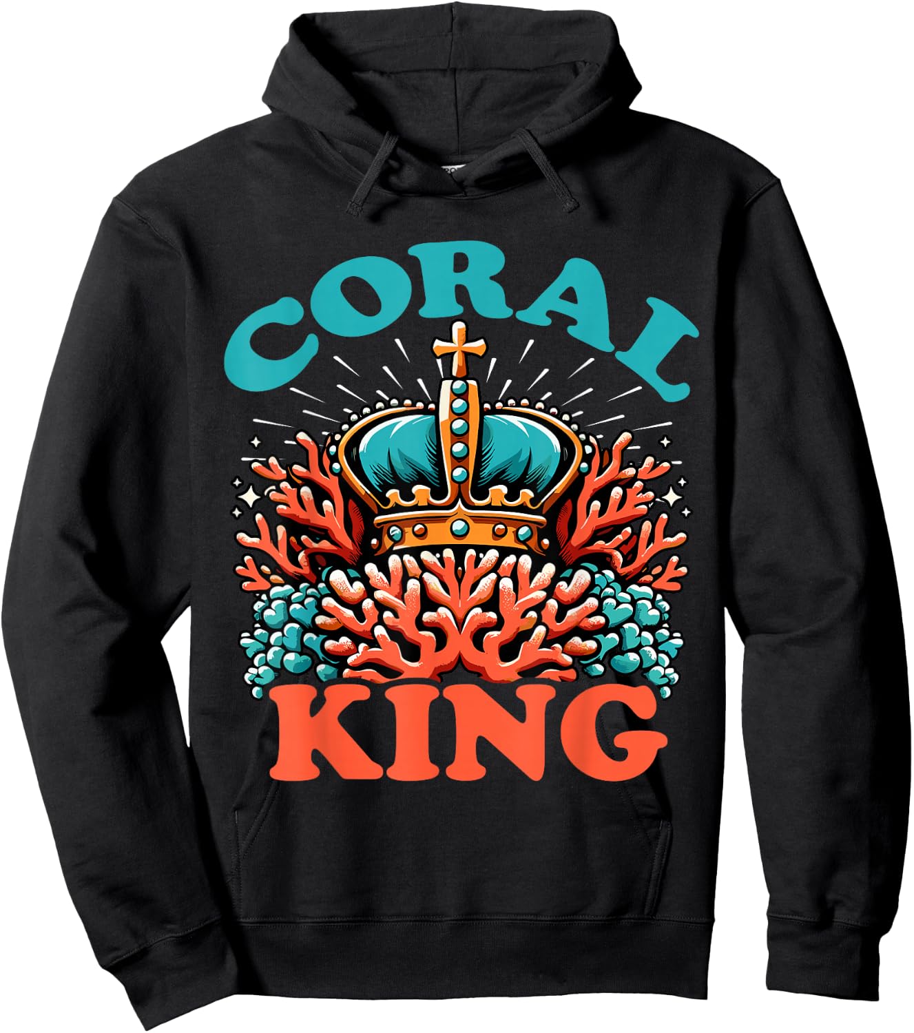 Coral King Crown Marine Life Ocean Enthusiast Hoodie - Hoodie | Black