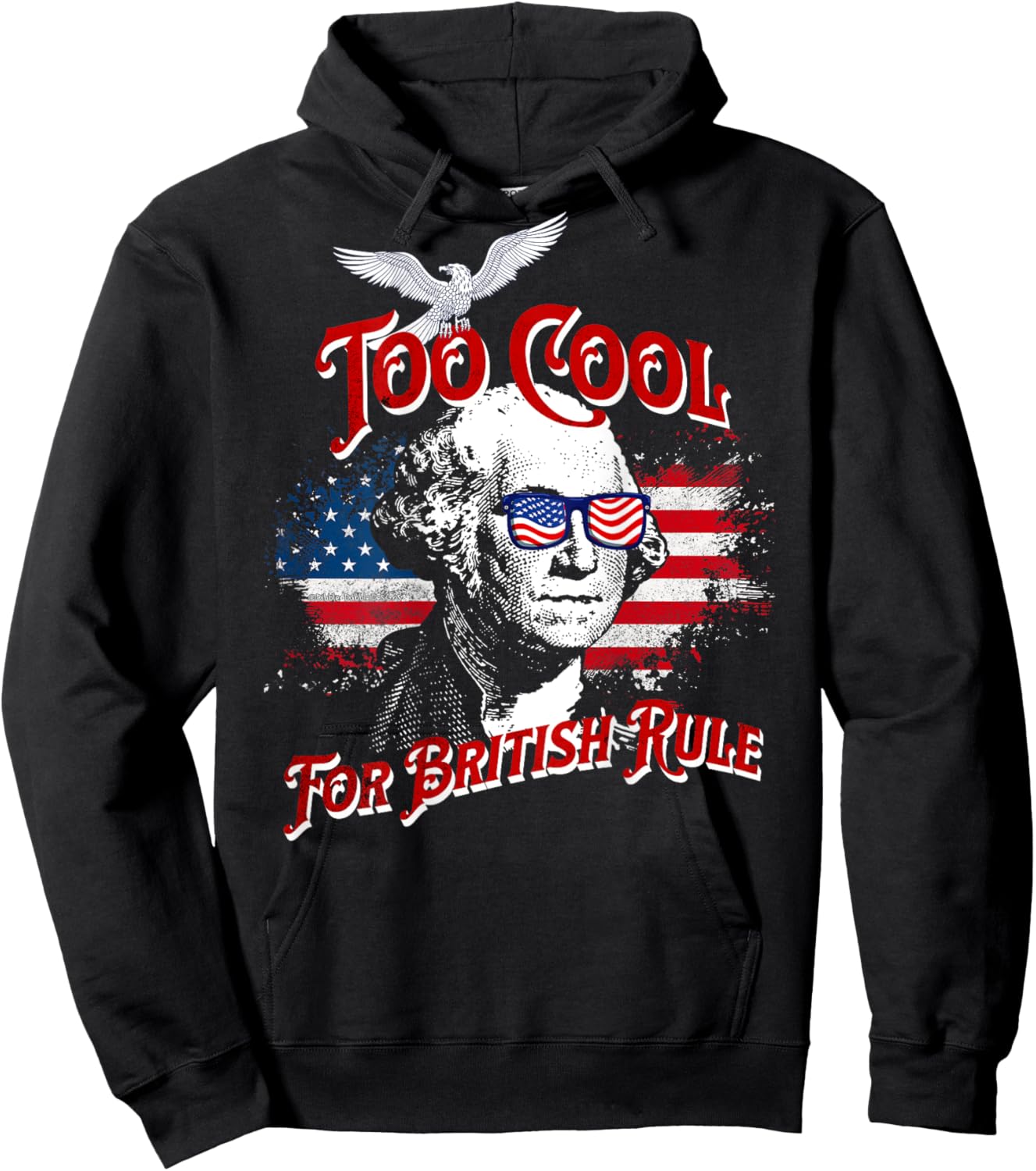 On Back Too Cool For British Rule Washington 4th of July Kids Men Hoodie - Hoodie | Black