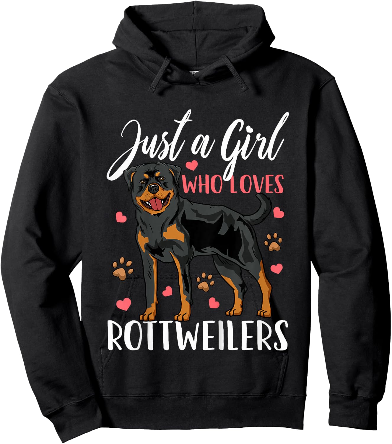 Kids Rottweiler Just A Girl Who Loves Rottweilers Gift Hoodie - Hoodie | Black