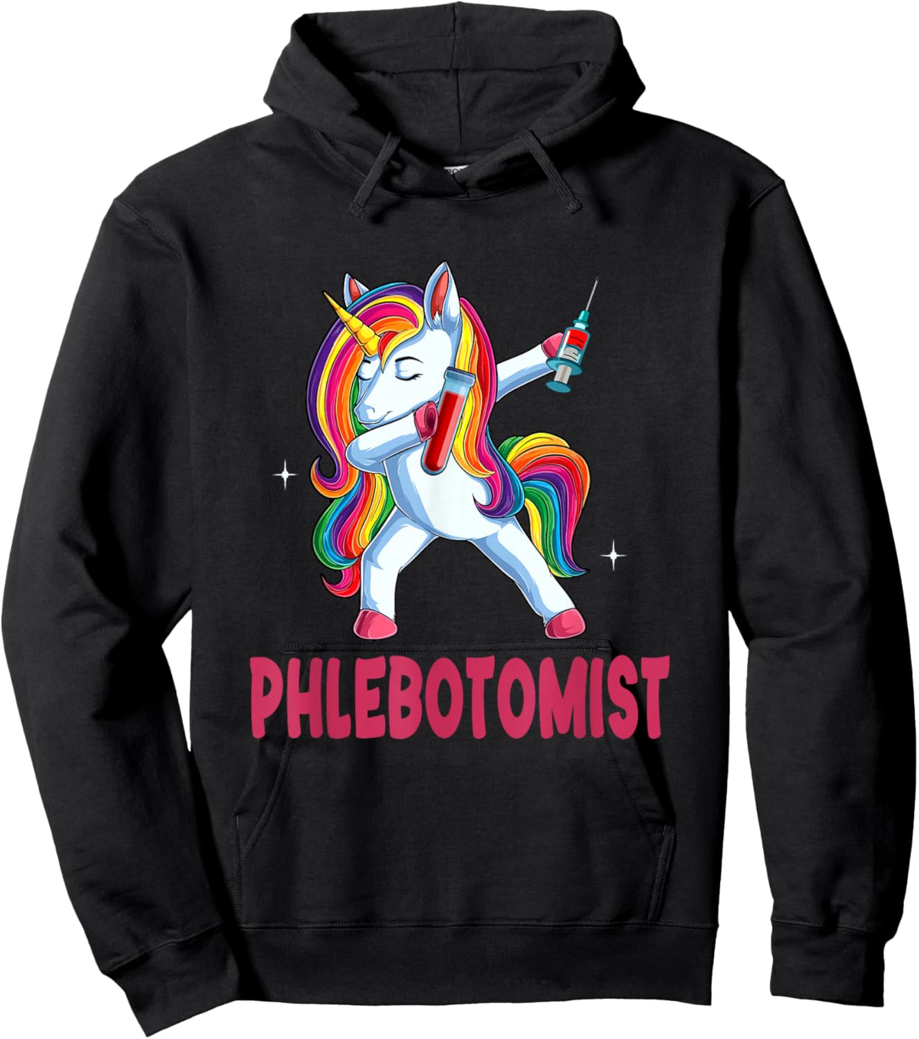 Phlebotomist Dabbing Unicorn Matching Family Proud Job Lover Hoodie - Hoodie | Black