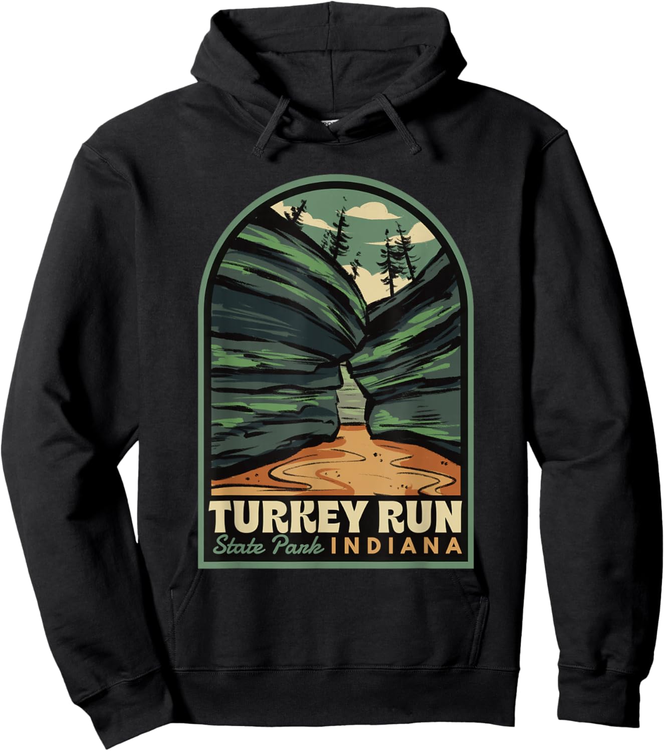 Turkey Run State Park Indiana Vintage Badge Hoodie - Hoodie | Black