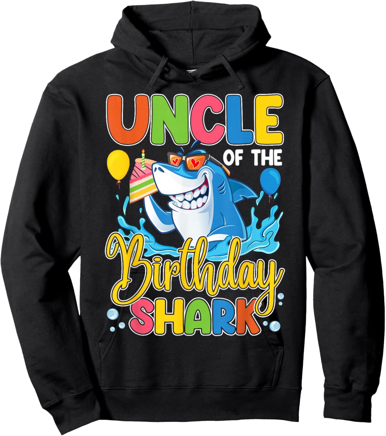 Funny Uncle Of The Shark Birthday Animal Lover Boys Girls Hoodie - Hoodie | Black