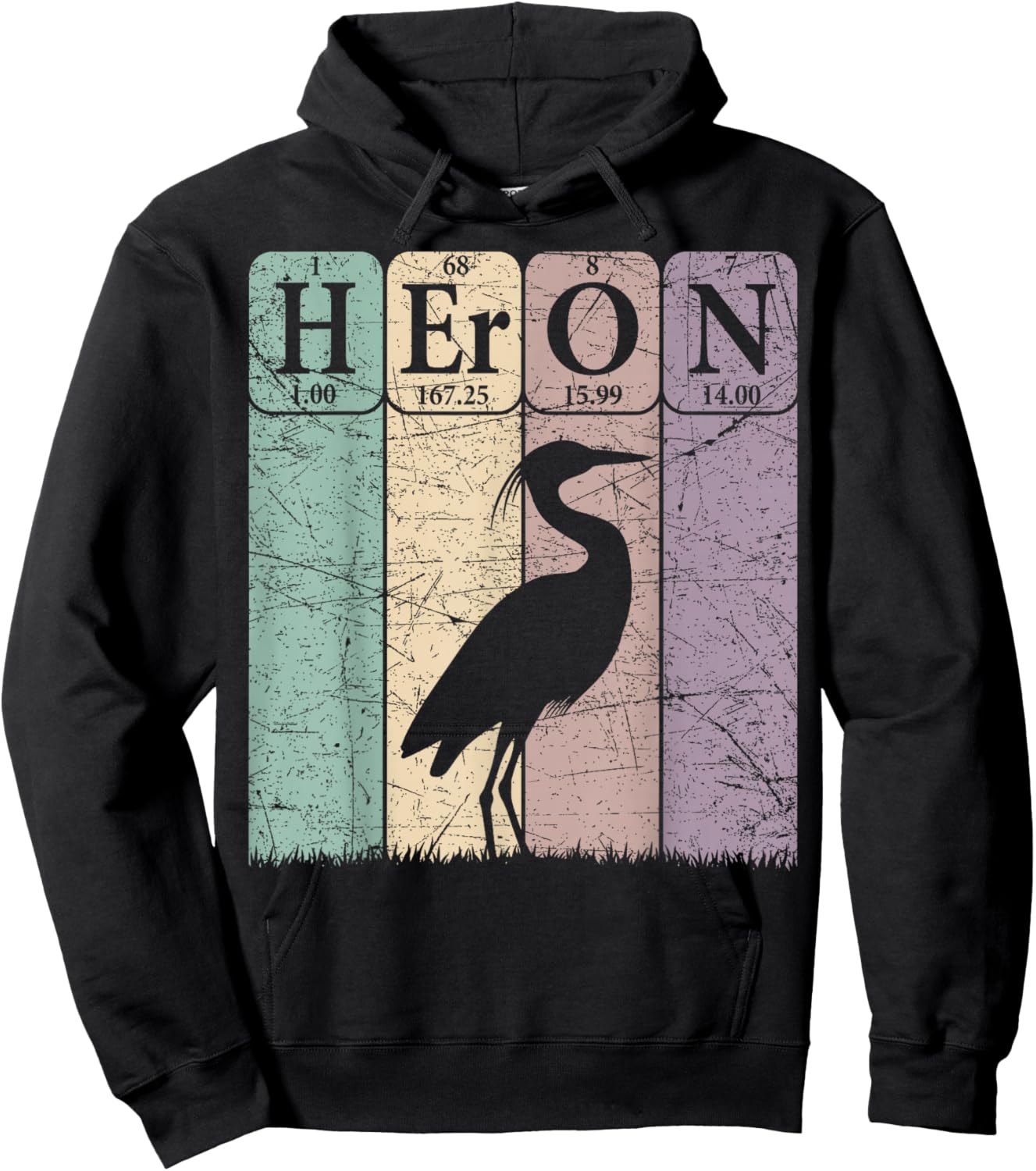 Heron Periodic Table Elements Birdwatching Ornithology Hoodie - Hoodie | Black