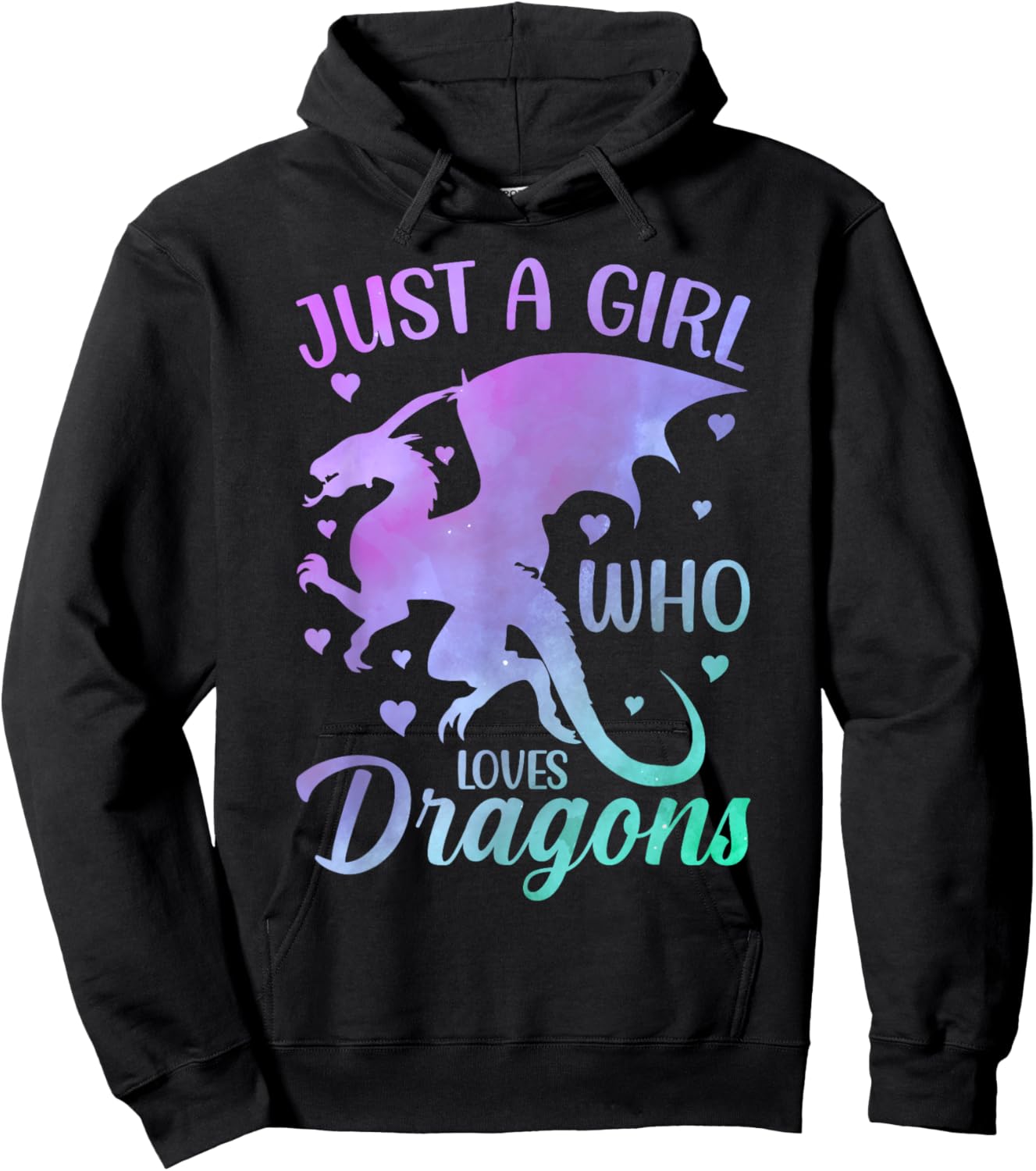 Cute Just A Girl Who Loves Dragons Women and Girls Hoodie - Hoodie | Black