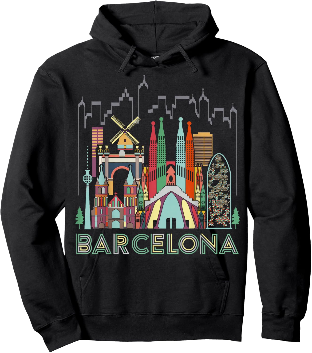 Fun Travel Spain Barcelona Vacation Gift Design Idea Hoodie - Hoodie | Black