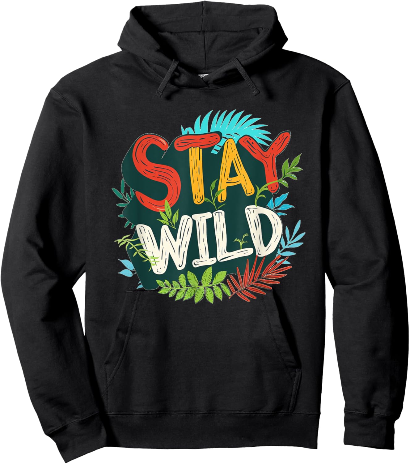 Multicolor Stay Wild Emblem Hoodie - Hoodie | Black