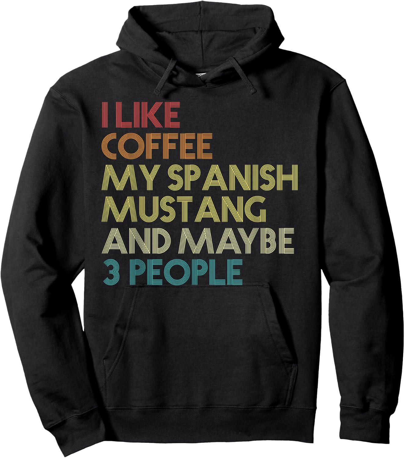 Spanish Mustang Horse Owner Gift Coffee Lover Vintage Retro Hoodie - Hoodie | Black