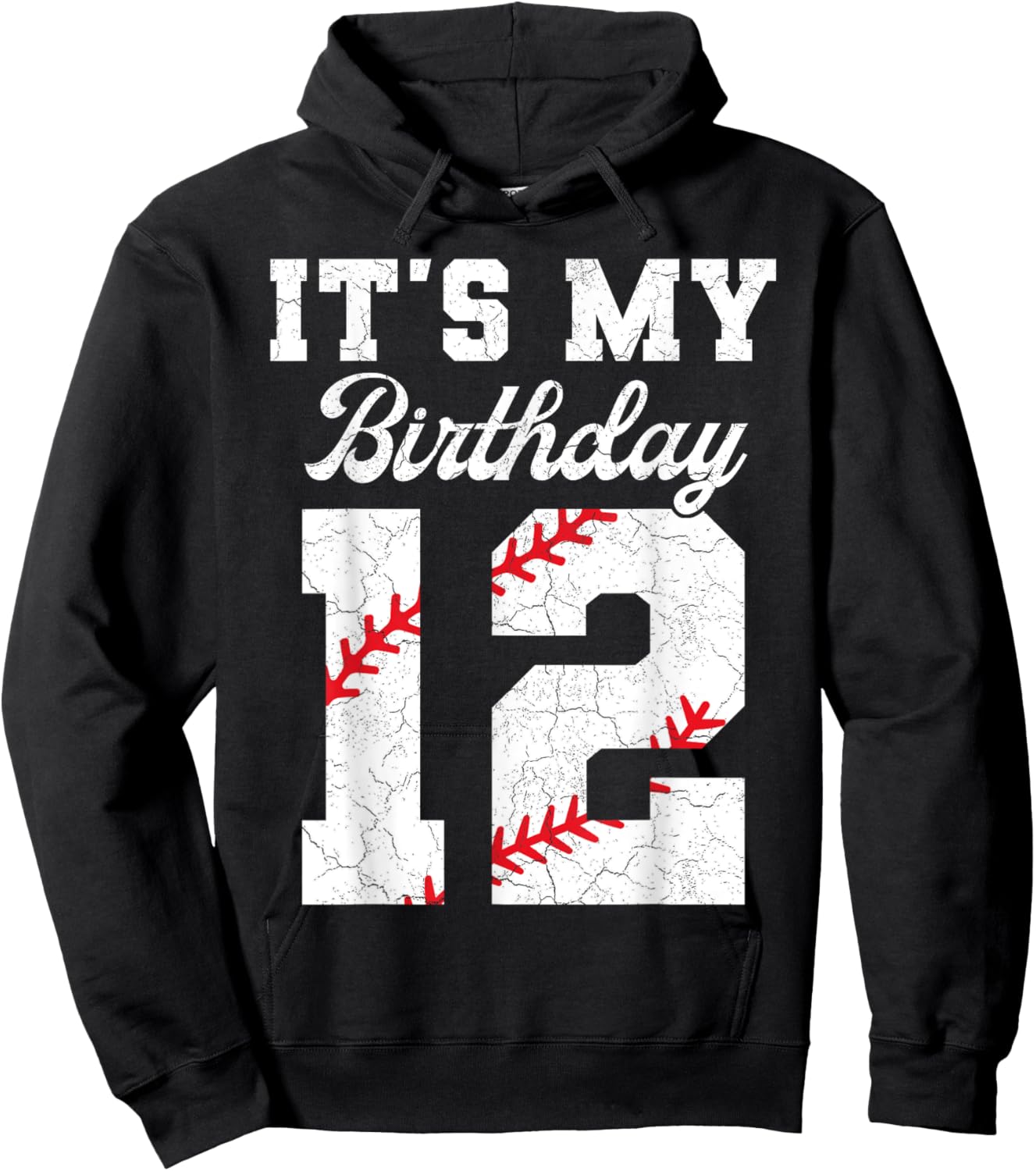 Birthday Boy 12 Baseball Its My 12th Birthday Boys Girls Hoodie - Hoodie | Black