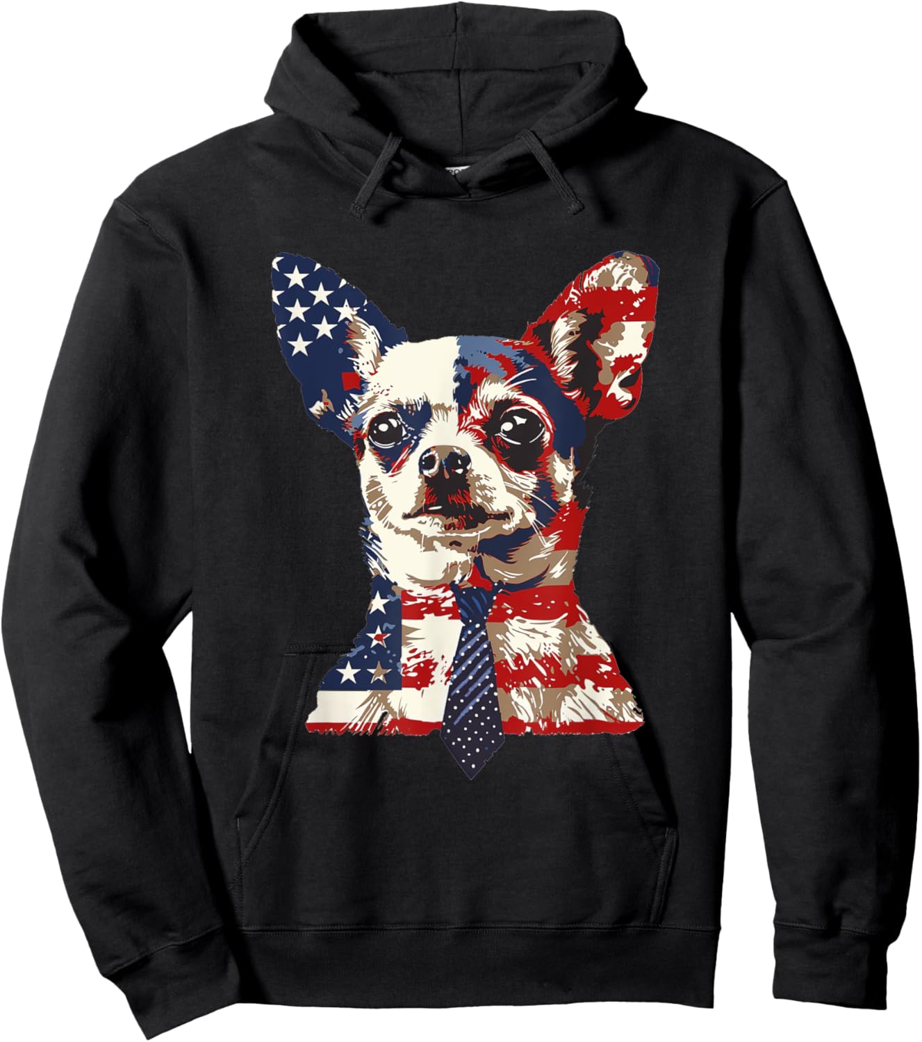 Chihuahua USA Patriotic American Flag 4th of July US Hoodie - Hoodie | Black