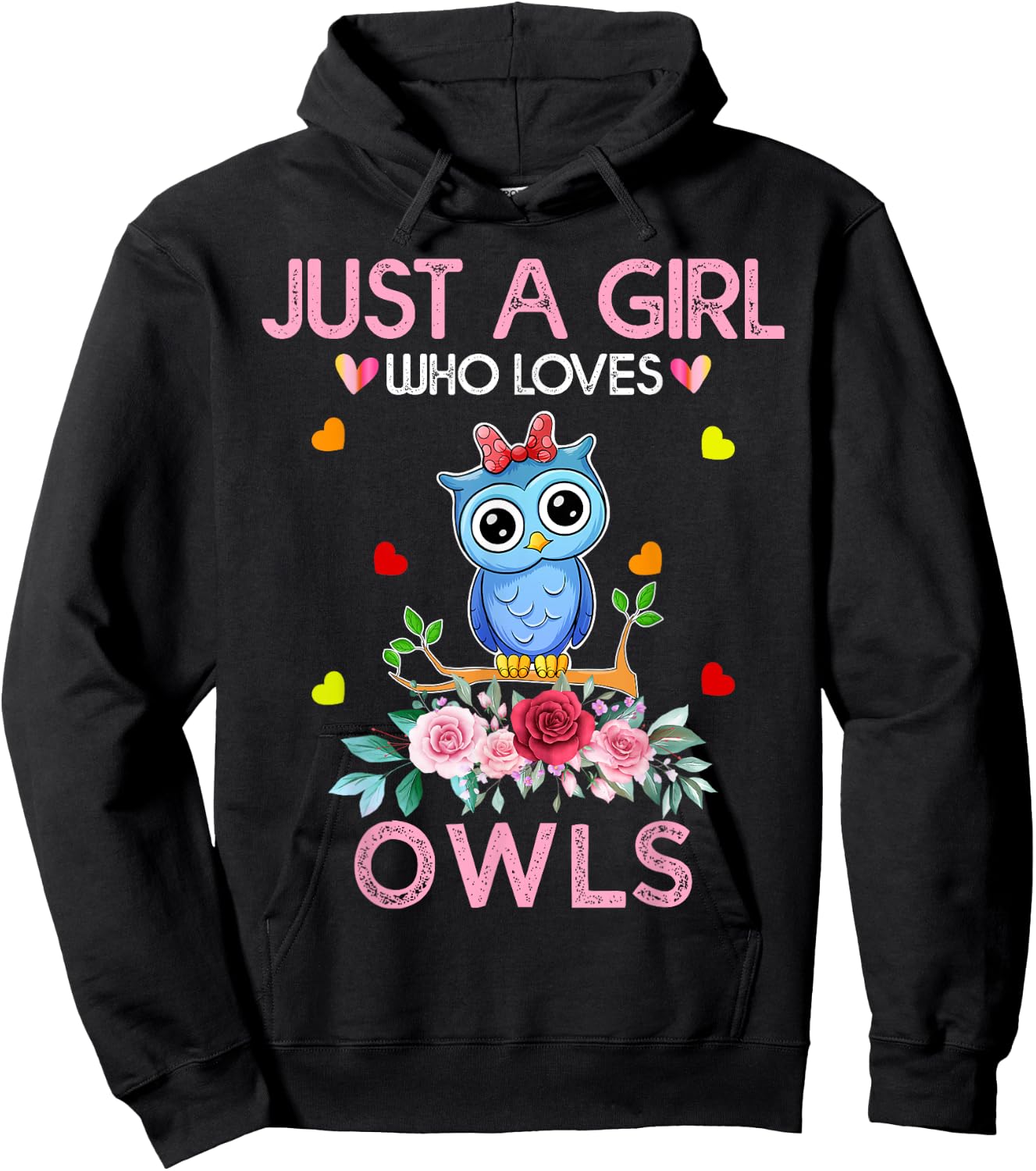 Owl Girls Kids Gift Just A Girl Who Loves Owls Hoodie - Hoodie | Black