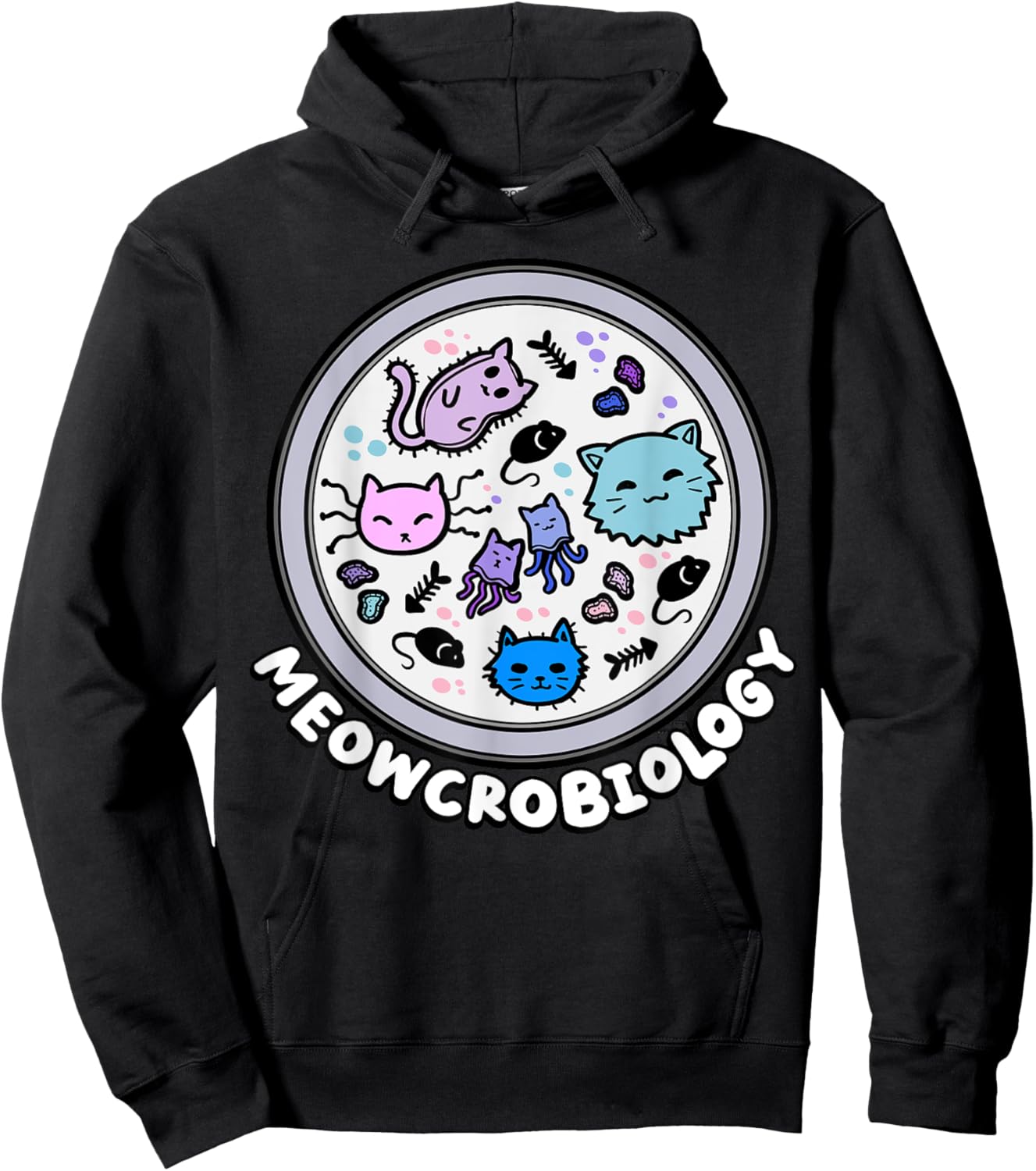 Meowcrobiology Microscopic Cats Science Pet School Biology Hoodie - Hoodie | Black