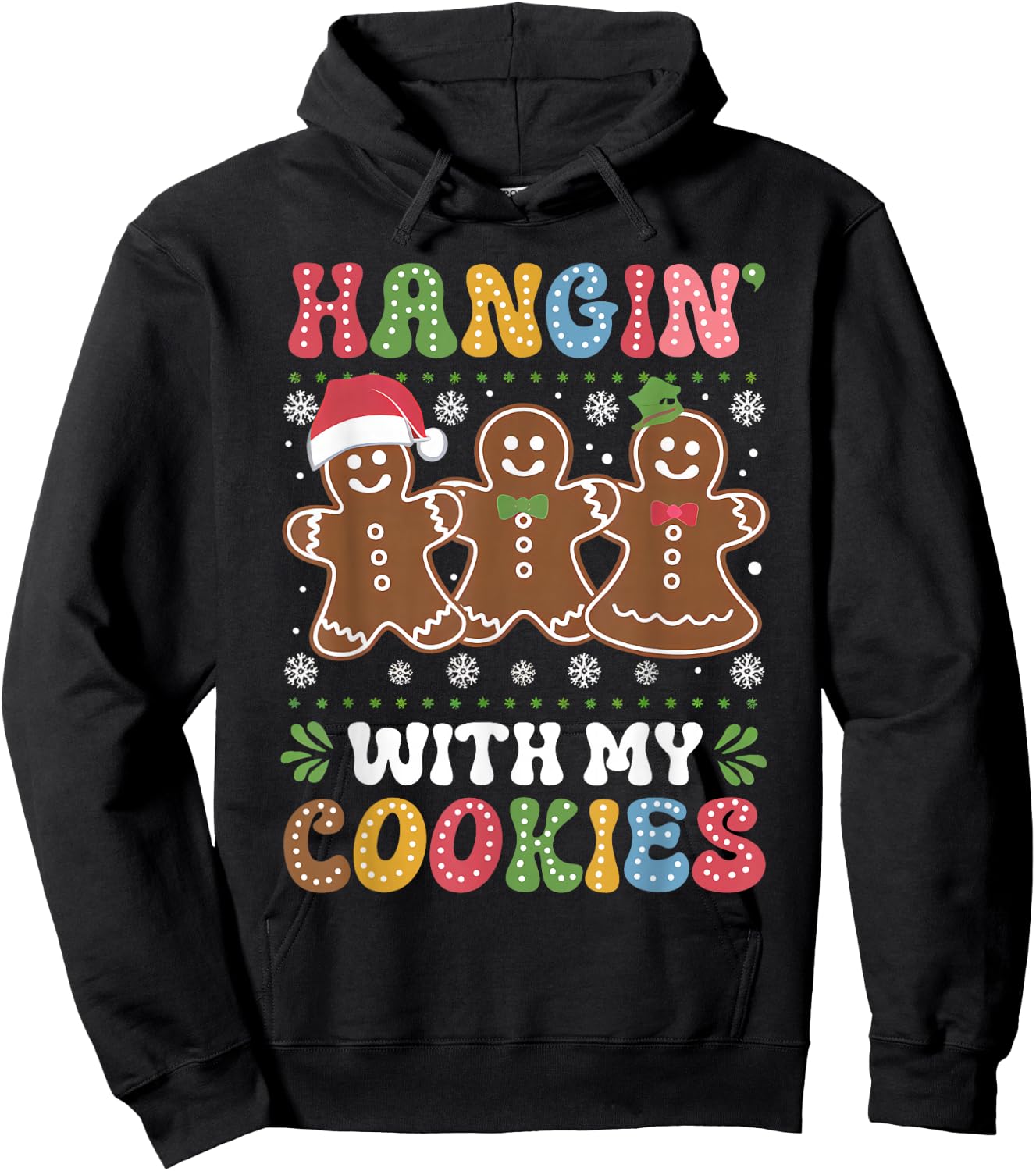 Groovy Hangin With My Cookies Gingerbread Christmas Teacher Hoodie - Hoodie | Black