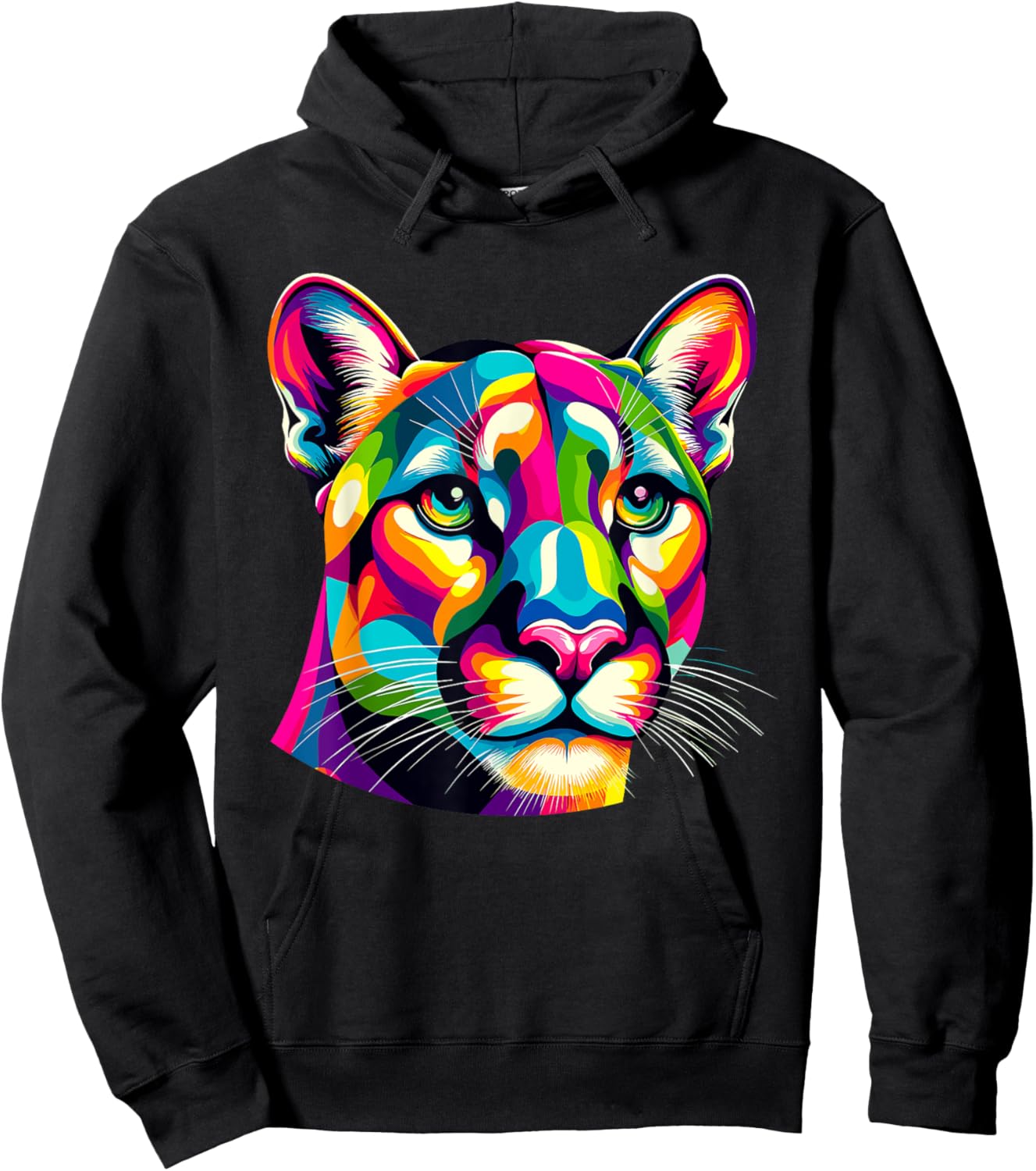 Colorful Pop Art Cougars Cougar Mountain Lion Puma Hoodie - Hoodie | Black