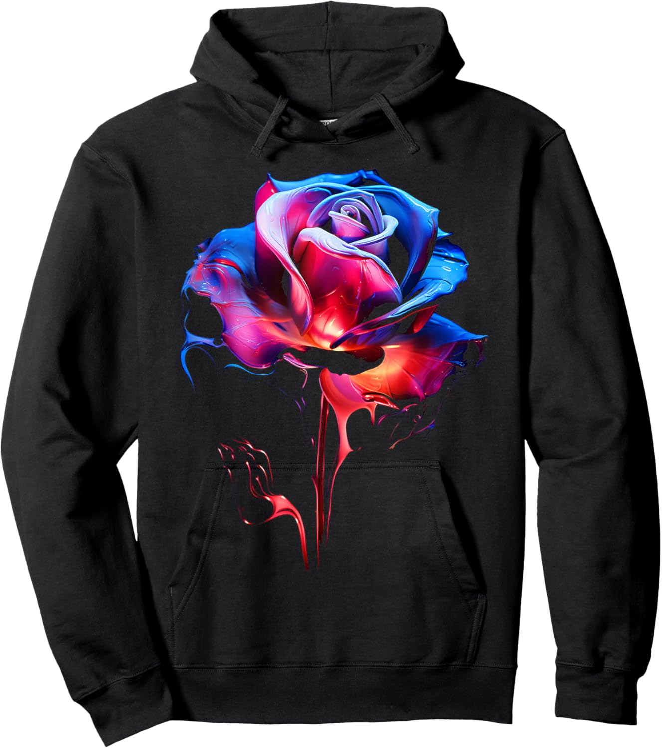 Rose Lover Artwork Graphic Flower Art Rose Hoodie - Hoodie | Black