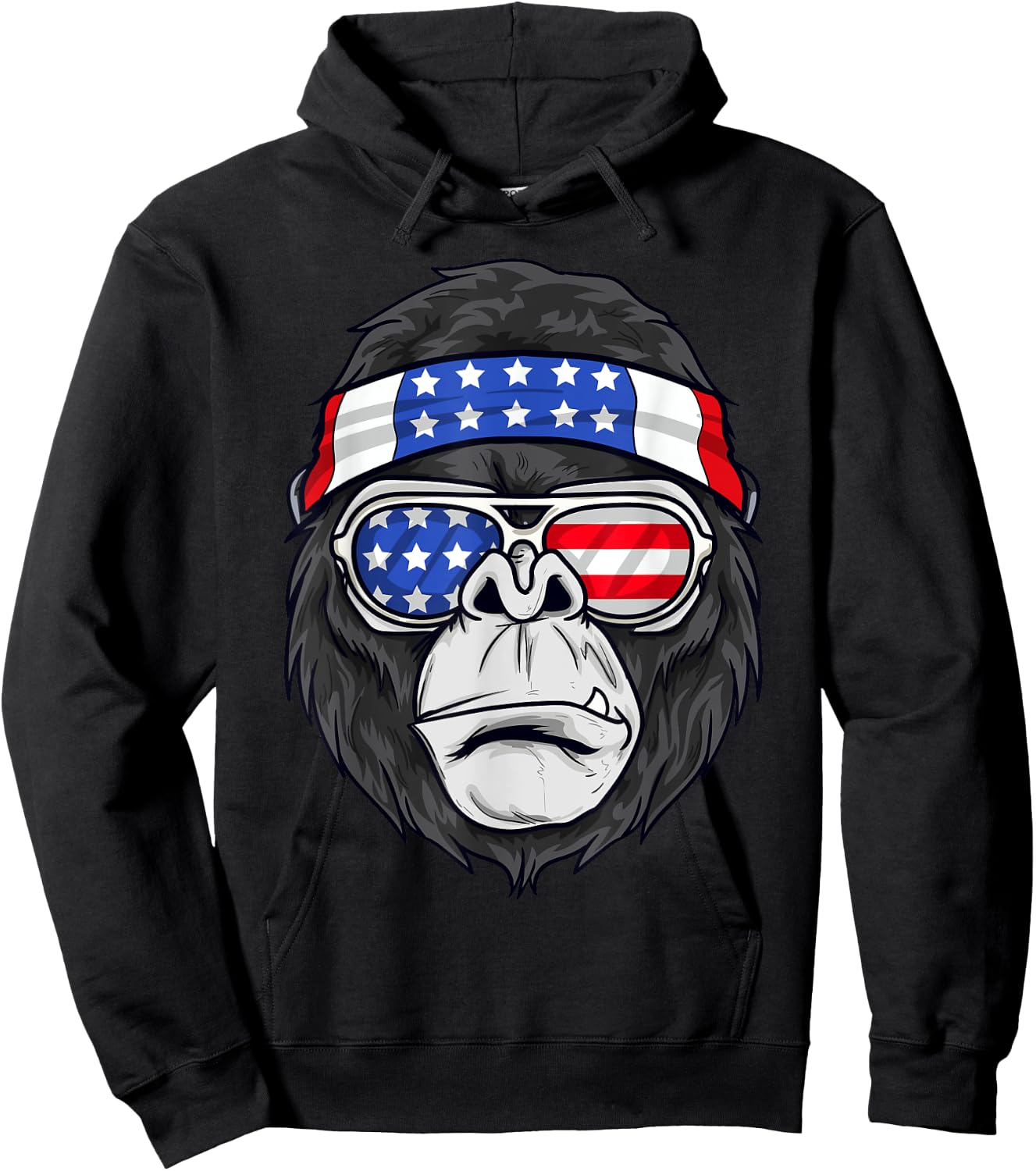July 4th USA - Funny Patriotic Gorilla Women Kids Men Hoodie - Hoodie | Black